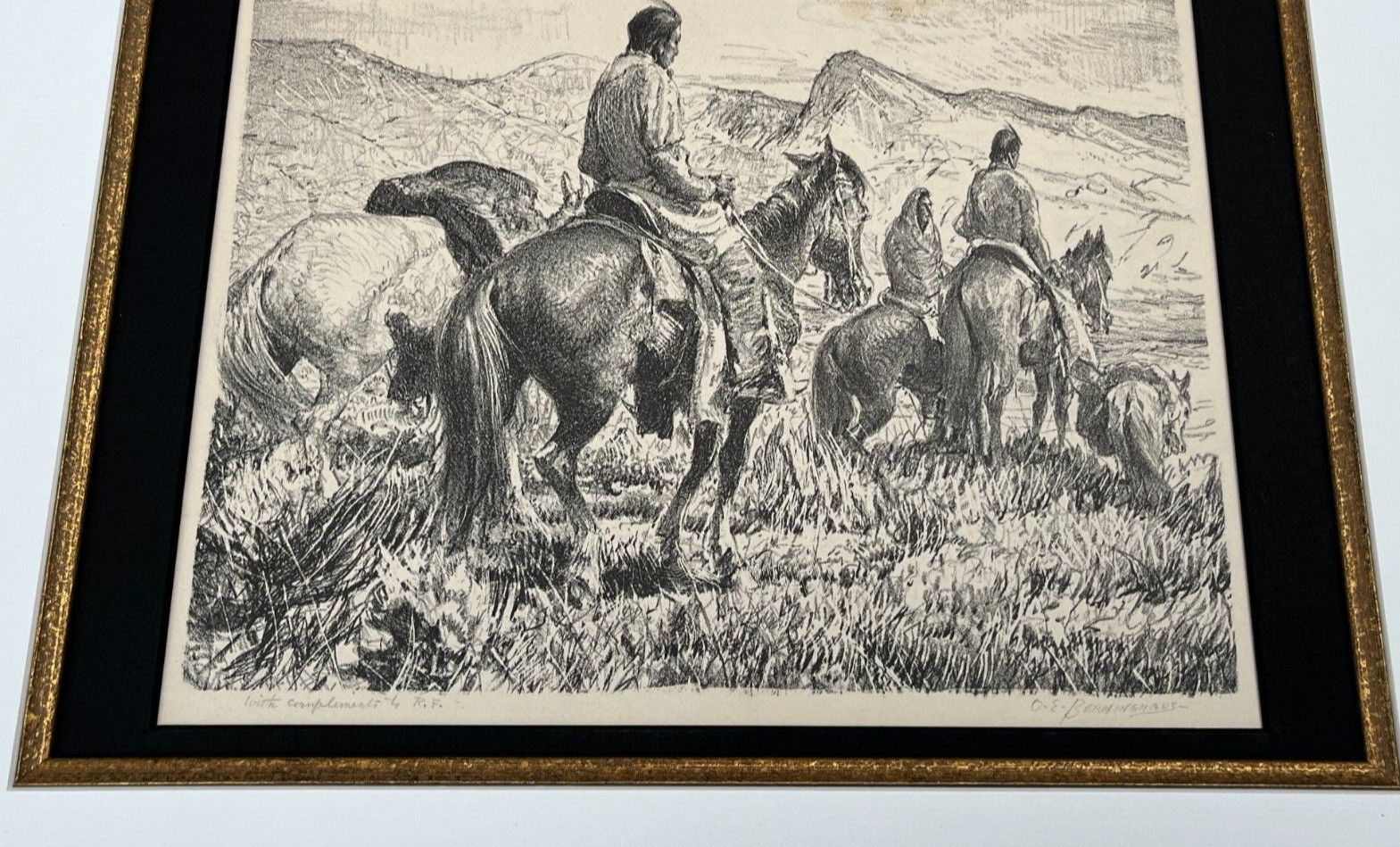 RARE Oscar Edmund Berninghaus Desert Taos Monotype Litho. on board Pencil Signed
