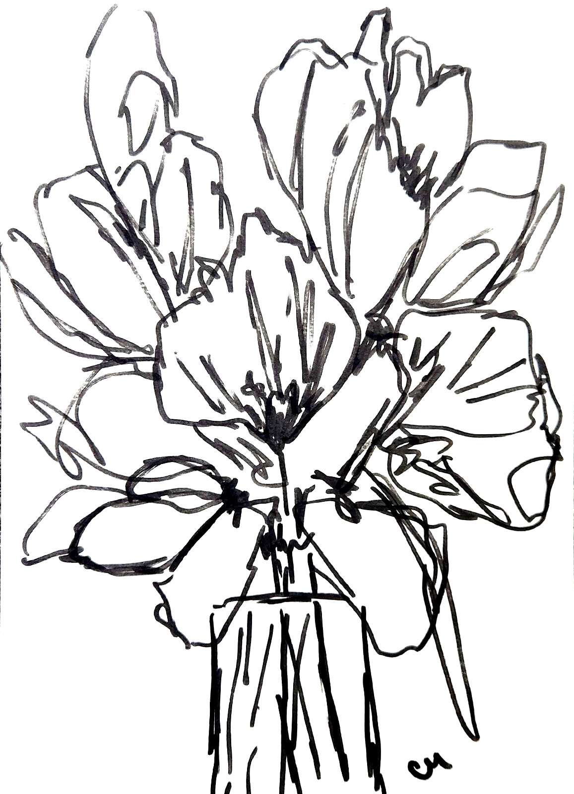 Original Flower 9×12 Painting Minimalist Botanical Wall Art Bedroom Decor