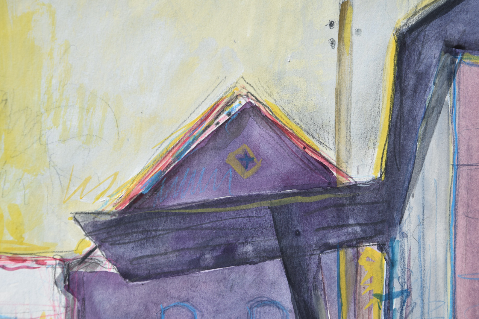 Peter Berndt 1937-2021 Berlin / Aquarell ~1990 / Dorfstraße Winter Brandenburg