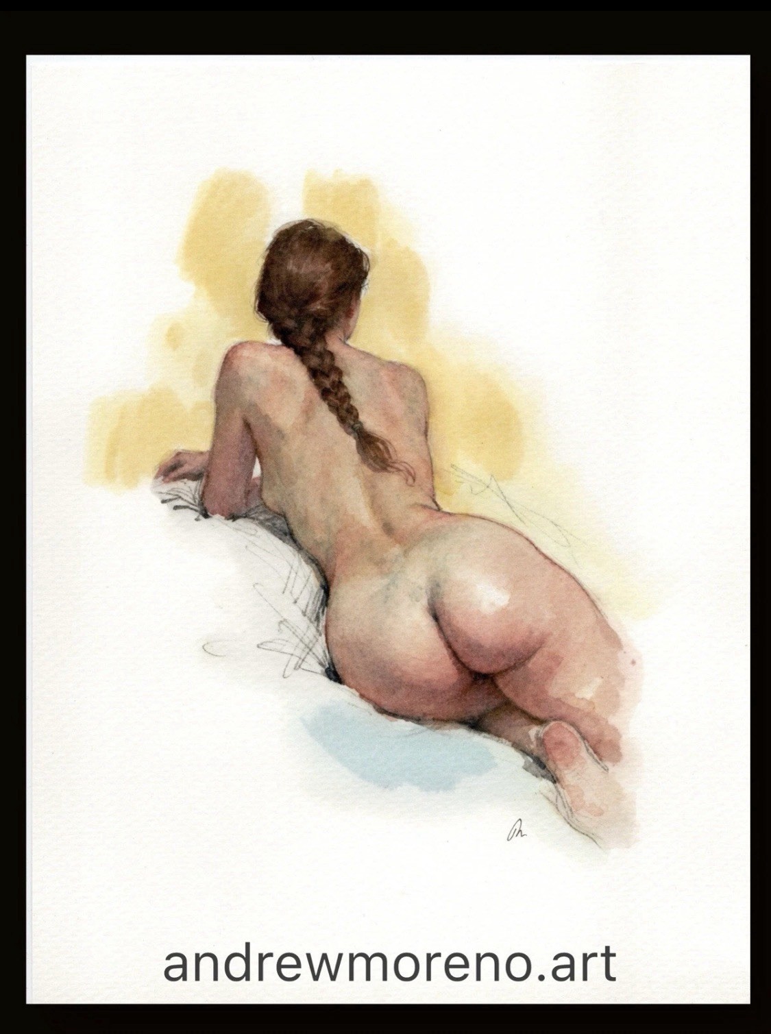 Original Classical Watercolor 8×10 Painting Female Figure