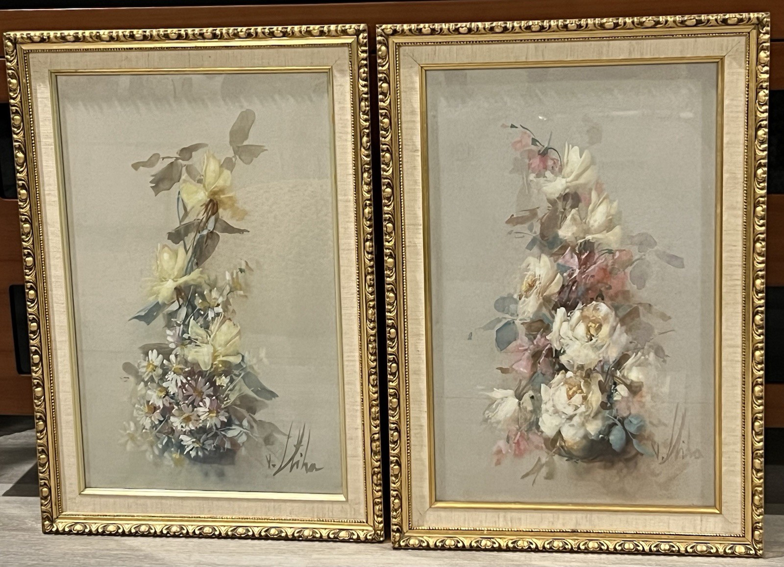 Vladan Stiha (1908-1992) Original Gouache Floral Paintings -New Mexico artist