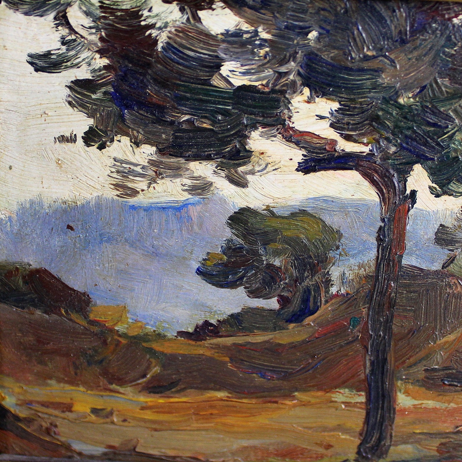 Antique Oil on Panel Landscape Original Oil Painting Raised Frame