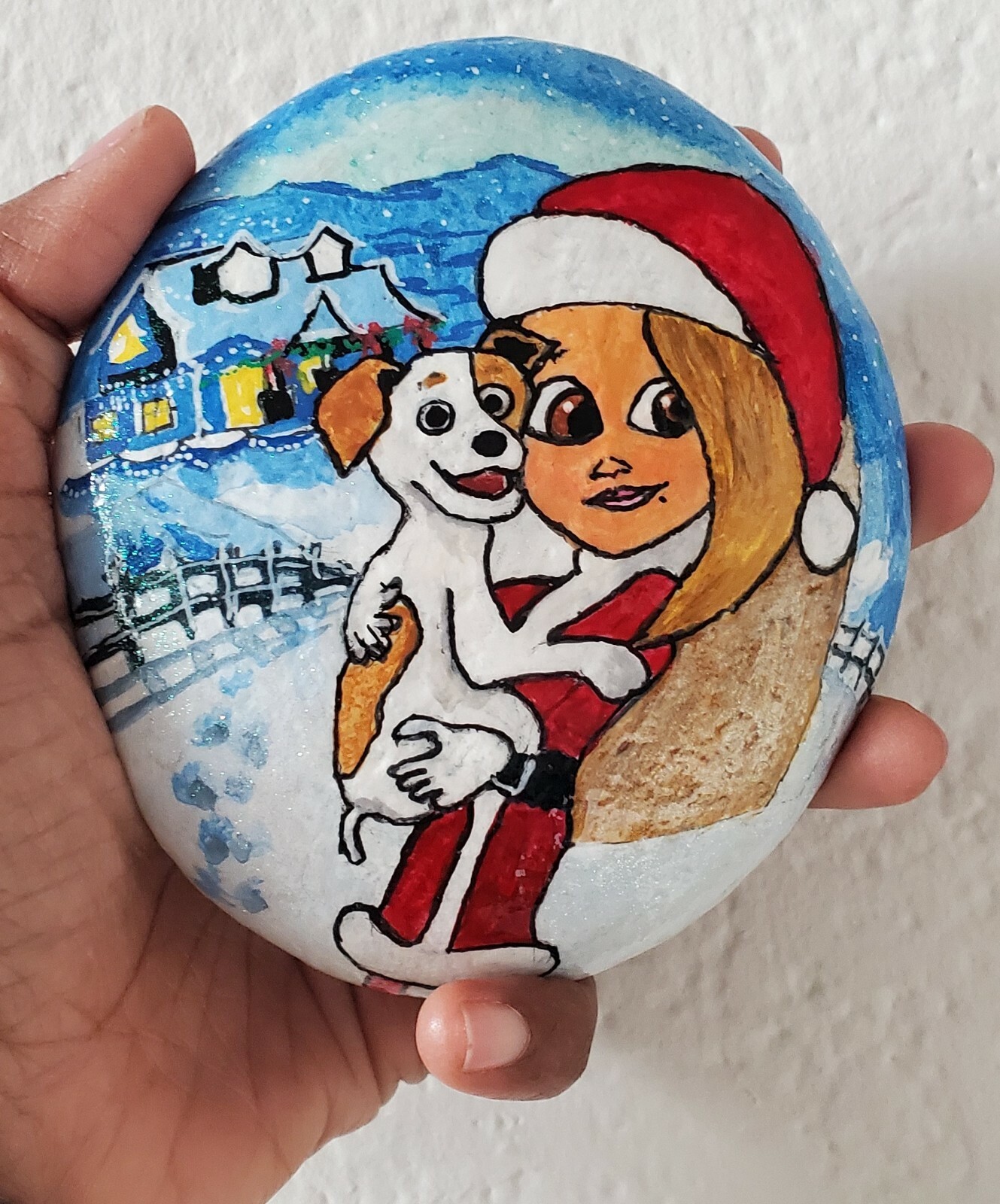 hand painted rock the Mariah Carey christmas collectible stone gift idea pebble