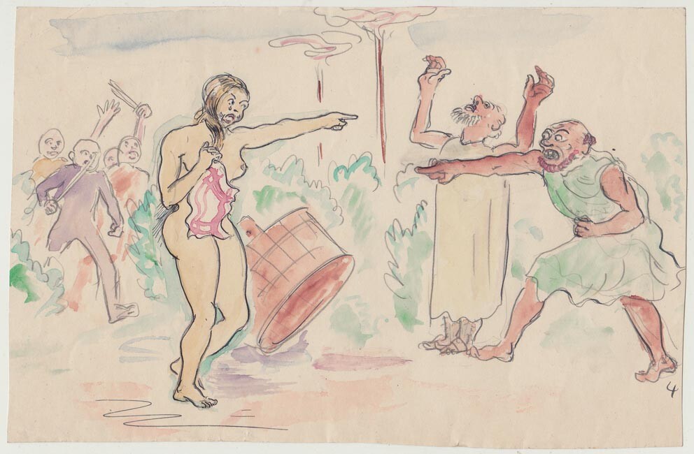 1930s humorous nude by Anonymous, caricature