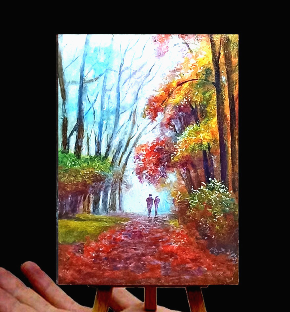 ACEO Fall Autumn trees original acrylic painting signed