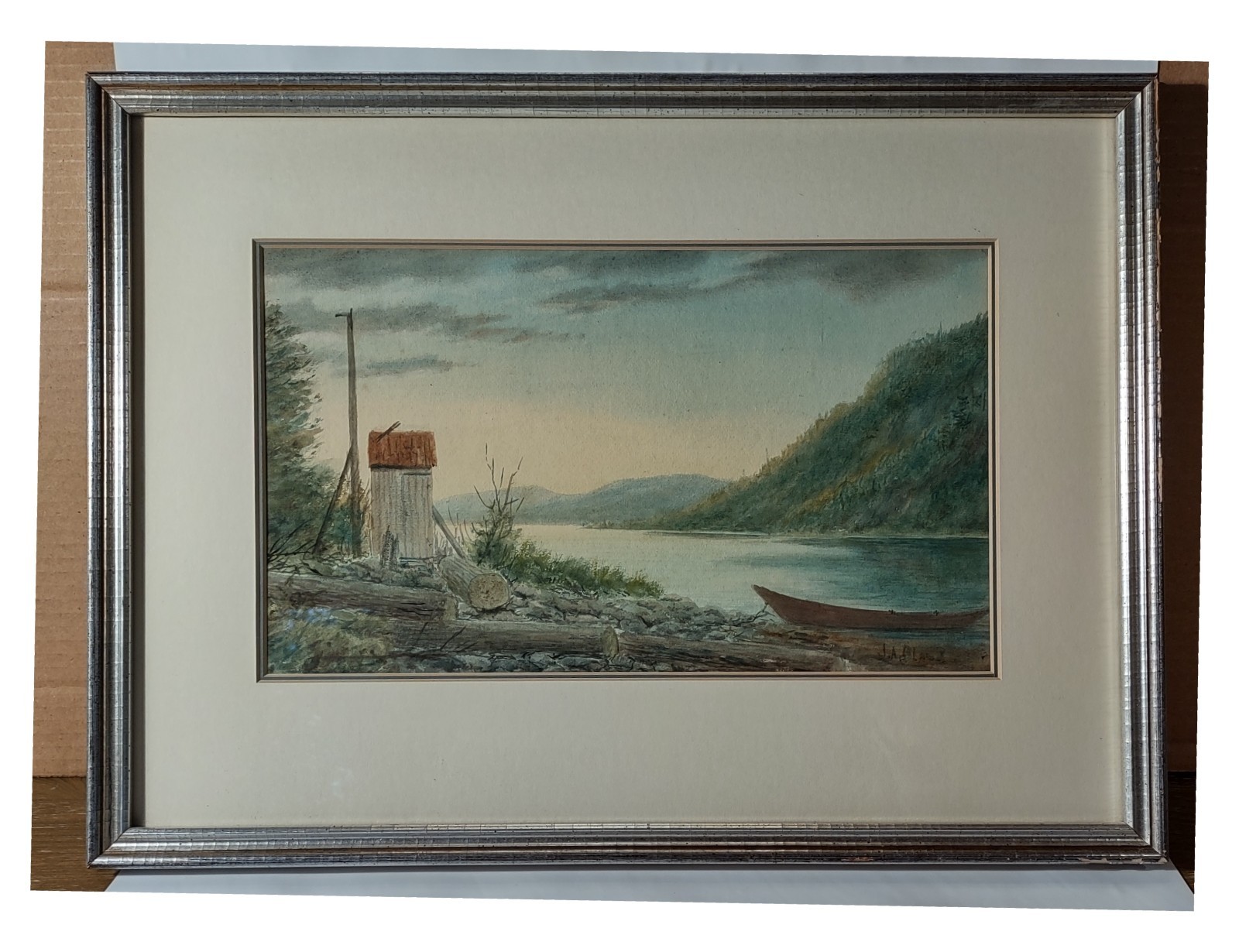 James Anthony Bland Shoreline with Boat Watercolor Canadian Pembroke Ontario