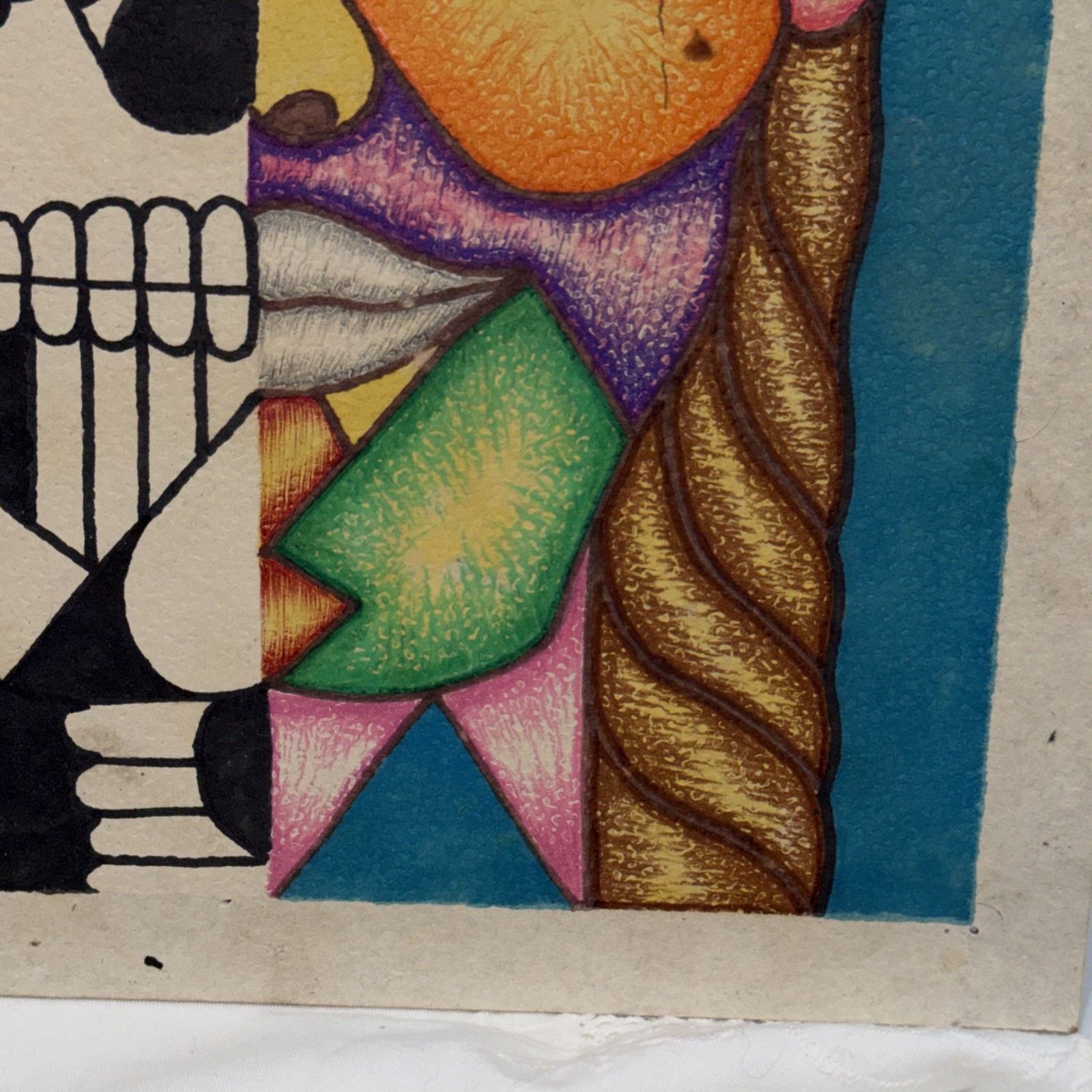 Abstract Art Painting Skull Of The Native American Two Faces Black & White 2007