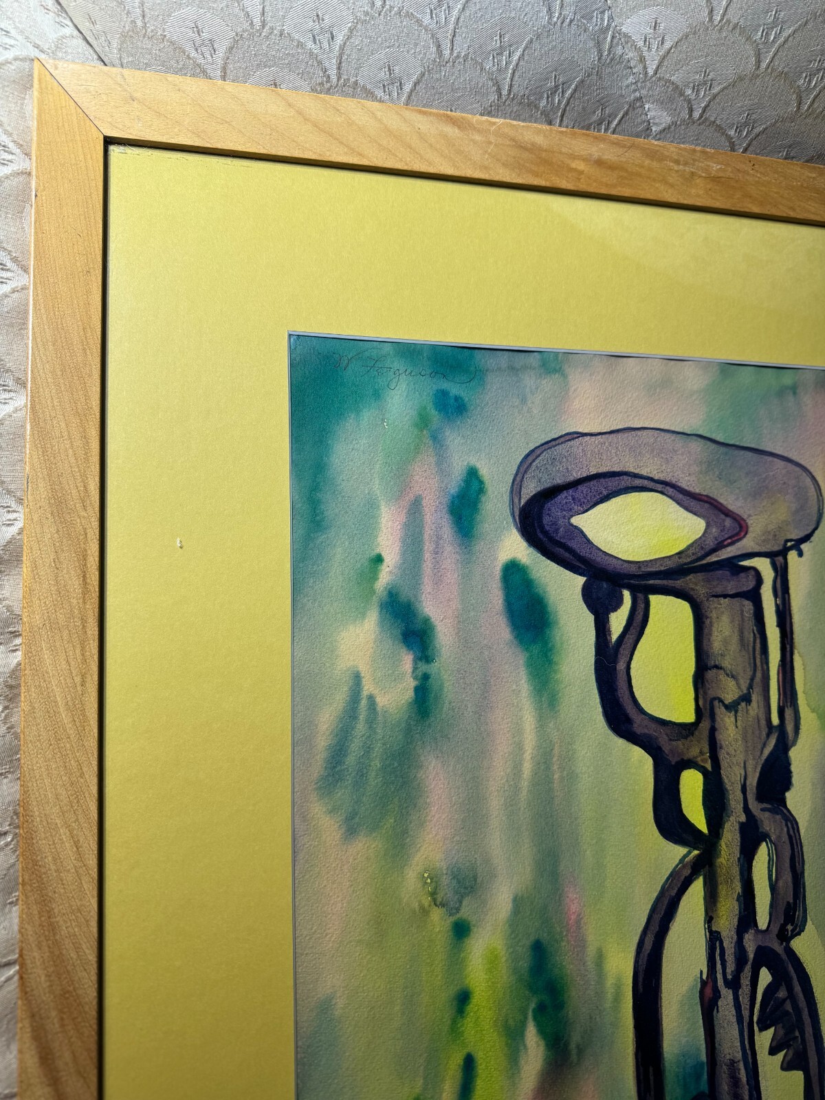 William Ferguson «An Abstract Composition» Watercolor Painting -Framed