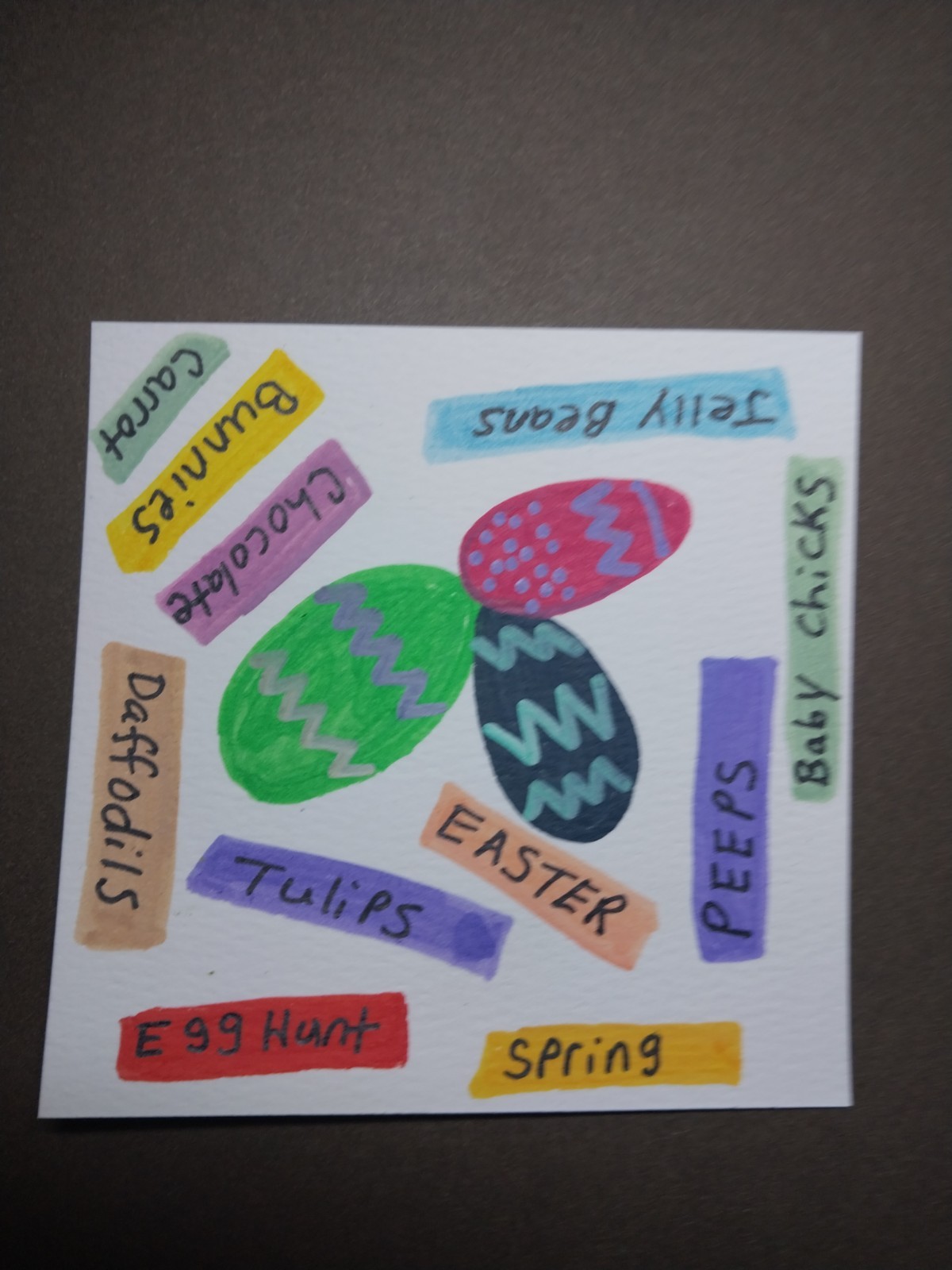 4×4 Easter Original Painting Art Fun Cute Word Artwork Whimsical Paper By GAT