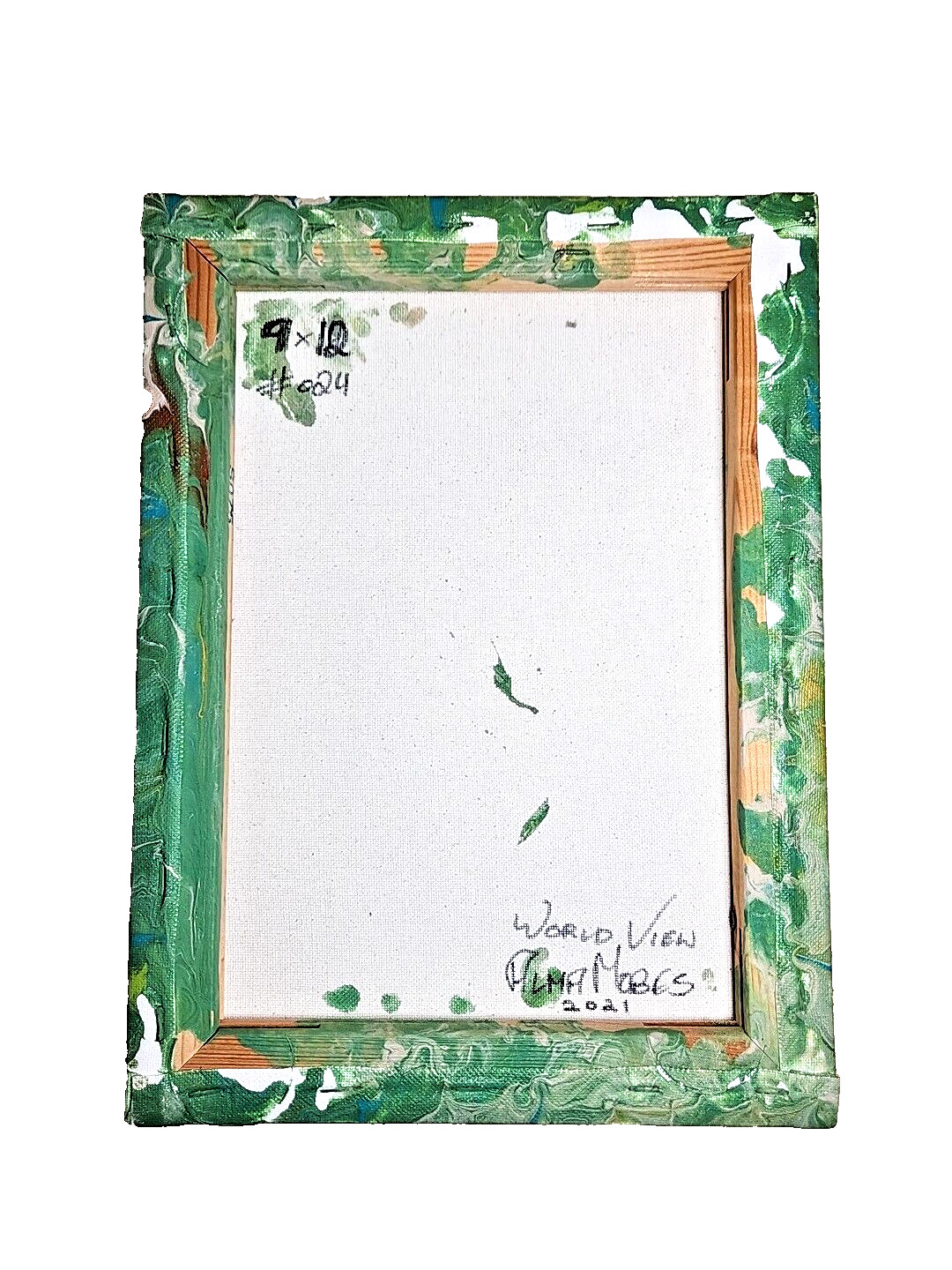 Acrylic Pour Painting Abstract Blue Green Brown White 9×12 Unframed OOAK Gift