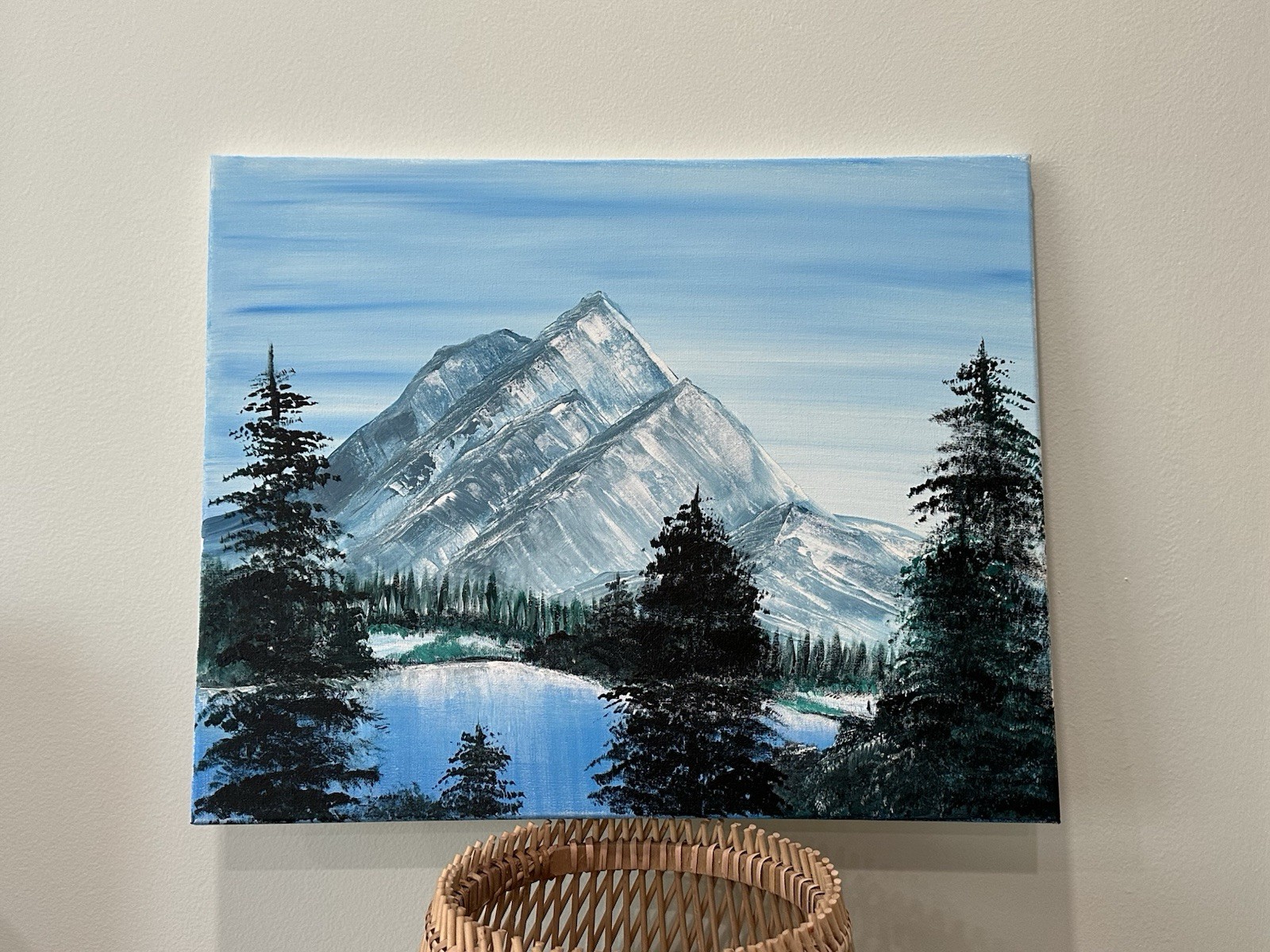 Acrylic Canvas Painting Mountain Winter Forest 20×16 Inch