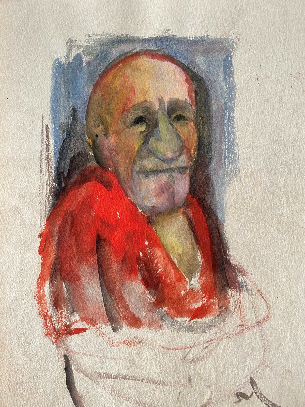 Juan David. Self-Caricature, ca 1978. Mixed media on cardboard. Original art.
