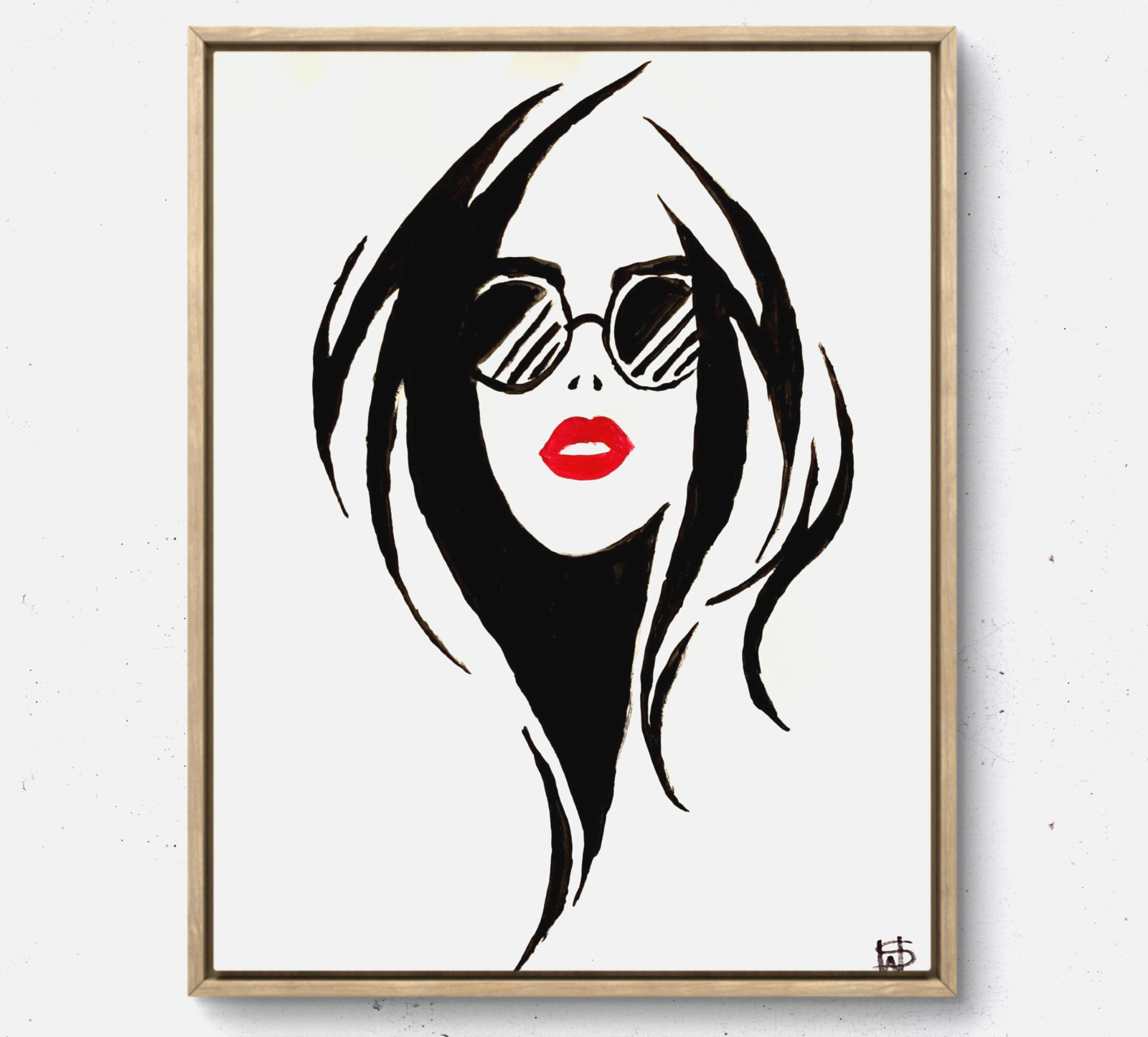 WS original silhouette woman expressionism art 14X11 Gallery Paper modern