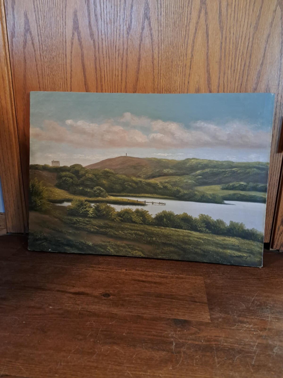 H Wilson oil painting on canvas signed Landscape 18×26