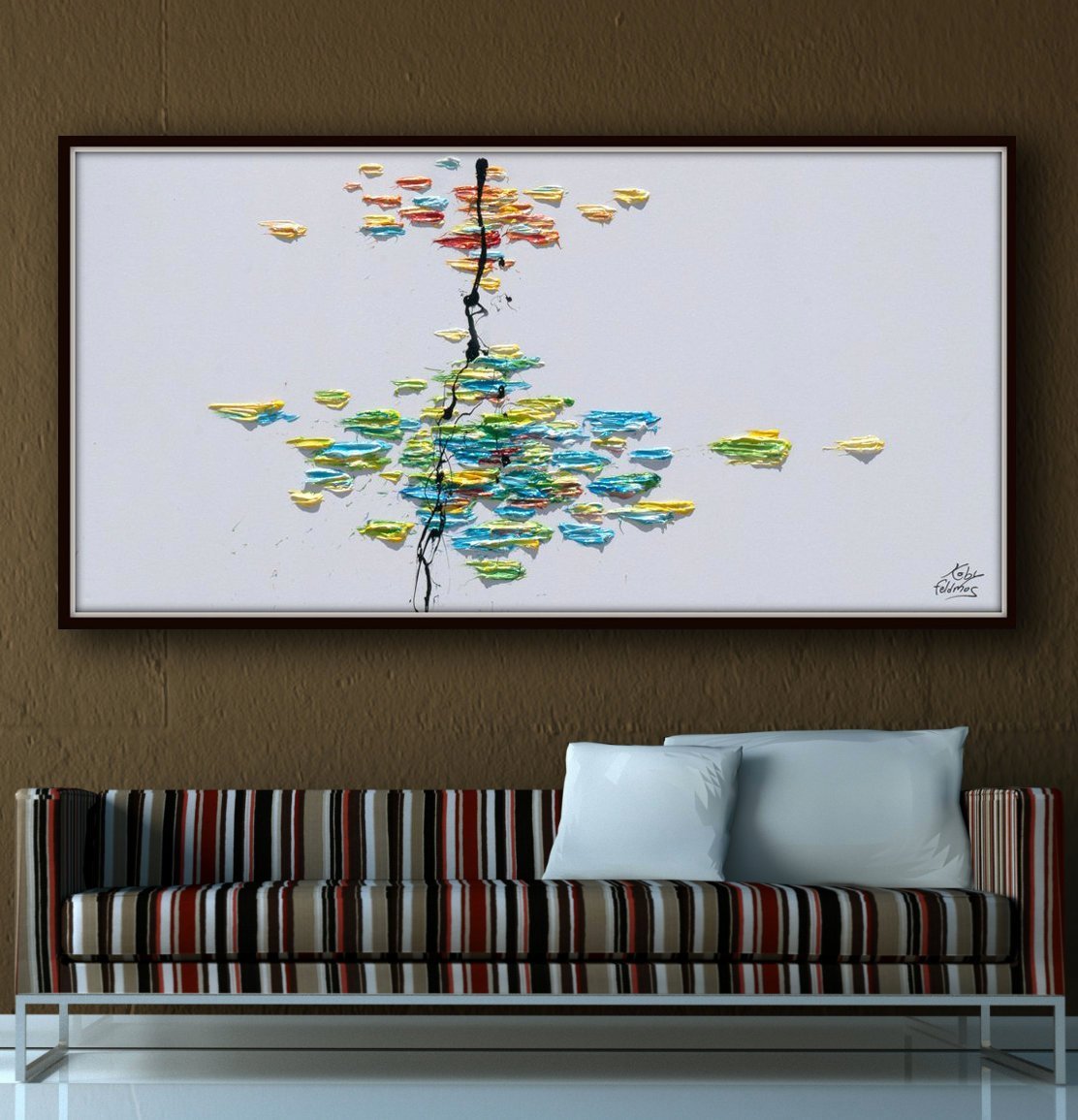 Abstract painting 67″- SKY & EARTH, oil on Canvas , thick paint, Modern style