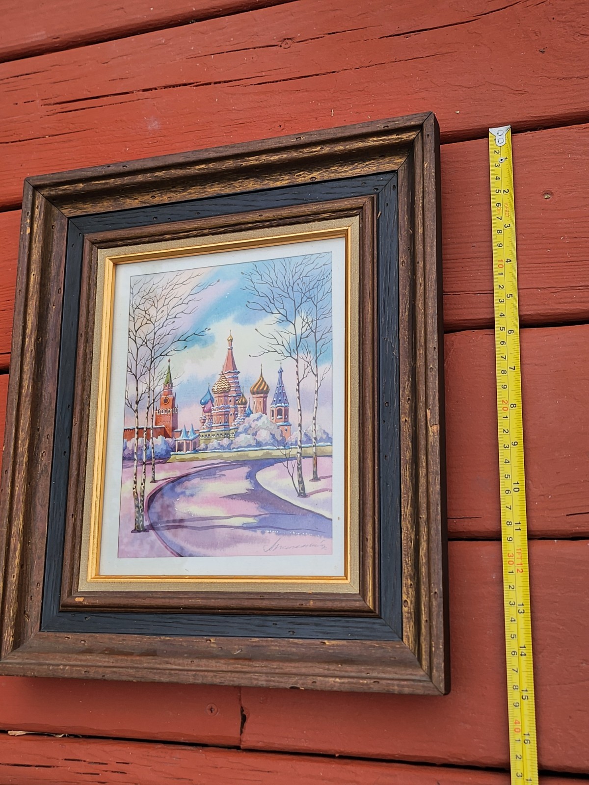 (3) RARE Kremlin/St. Basil’s Cathedral RUSSIA Watercolor ORIGINAL SIGNED Framed