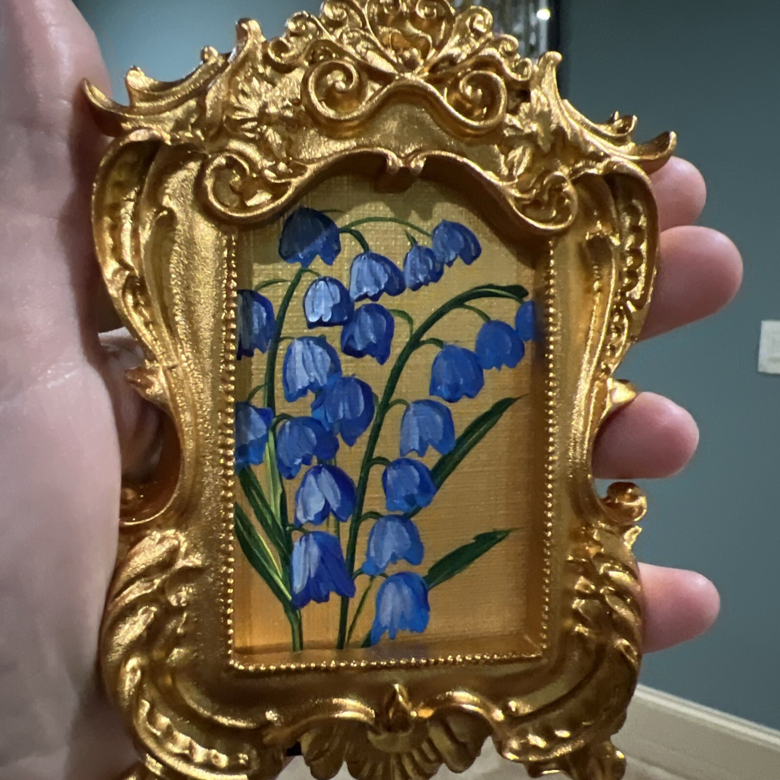 Bellflowers,flowers,original miniature painting,small,mini
