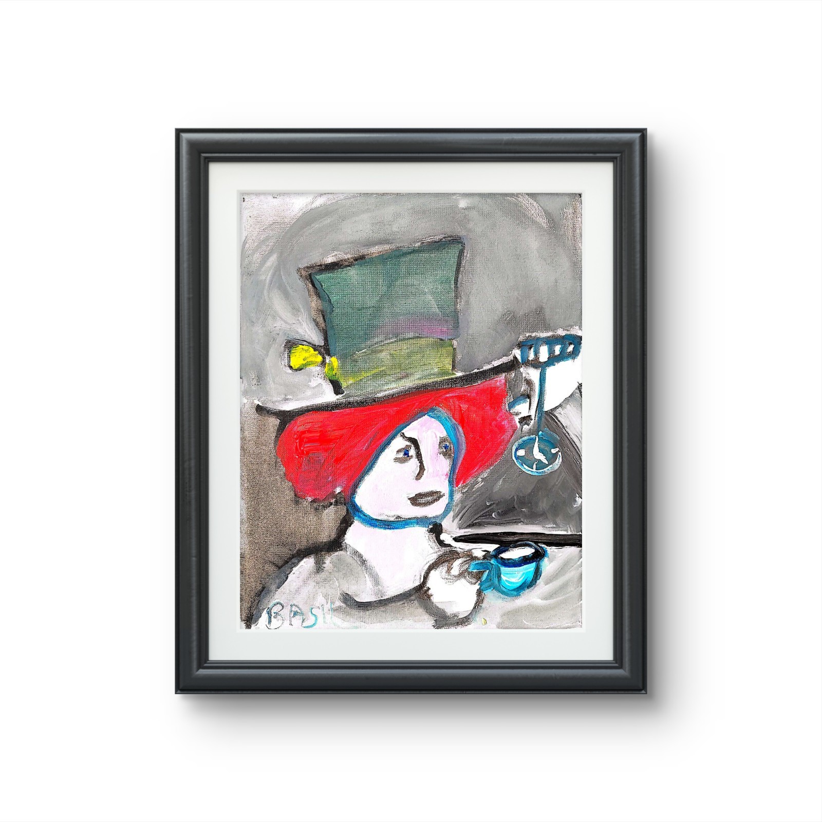 Mad Hatter At Tea Time Neo Expressionism Original Artwork on Canvas 11×14
