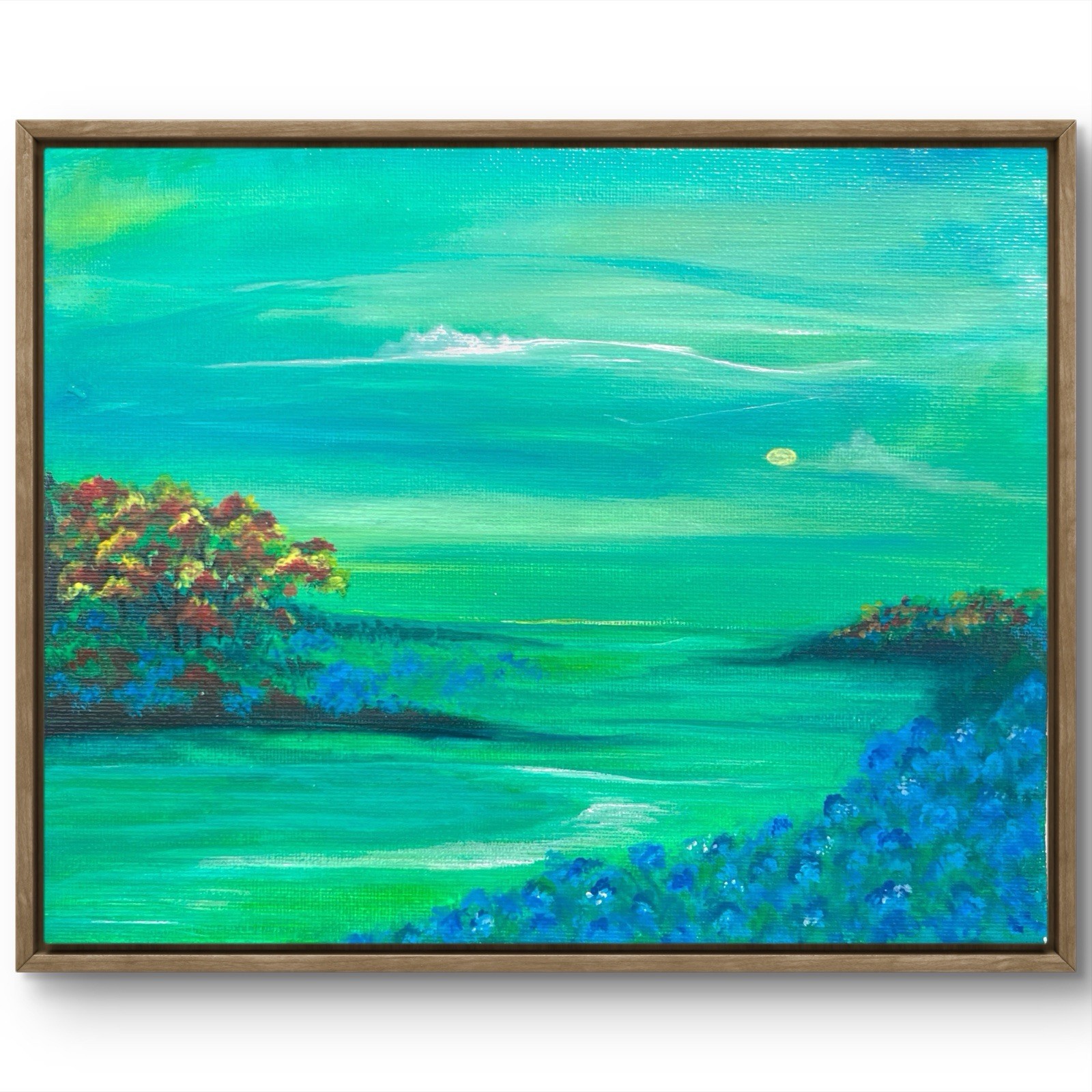 TITA PAINTZ Landscape Seascape Fall Trees Hand Painted Wall Art 8×10 Canvas
