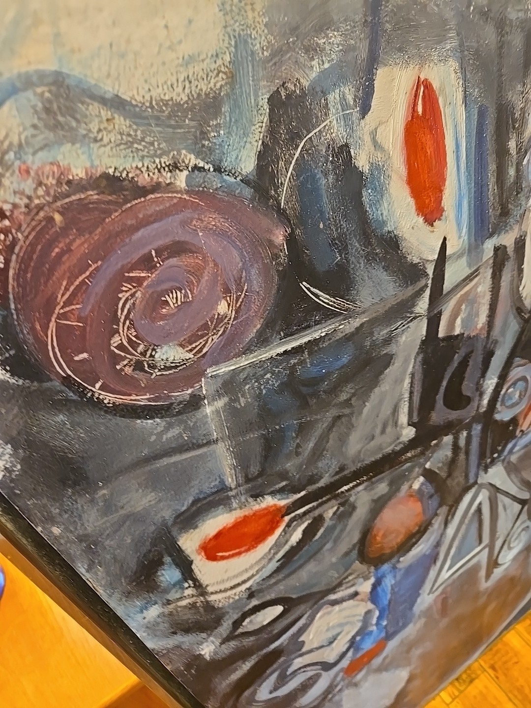 MCM Abstract Expressionist Oil On Masonite Signed Cohen 1950 Framed 29×39