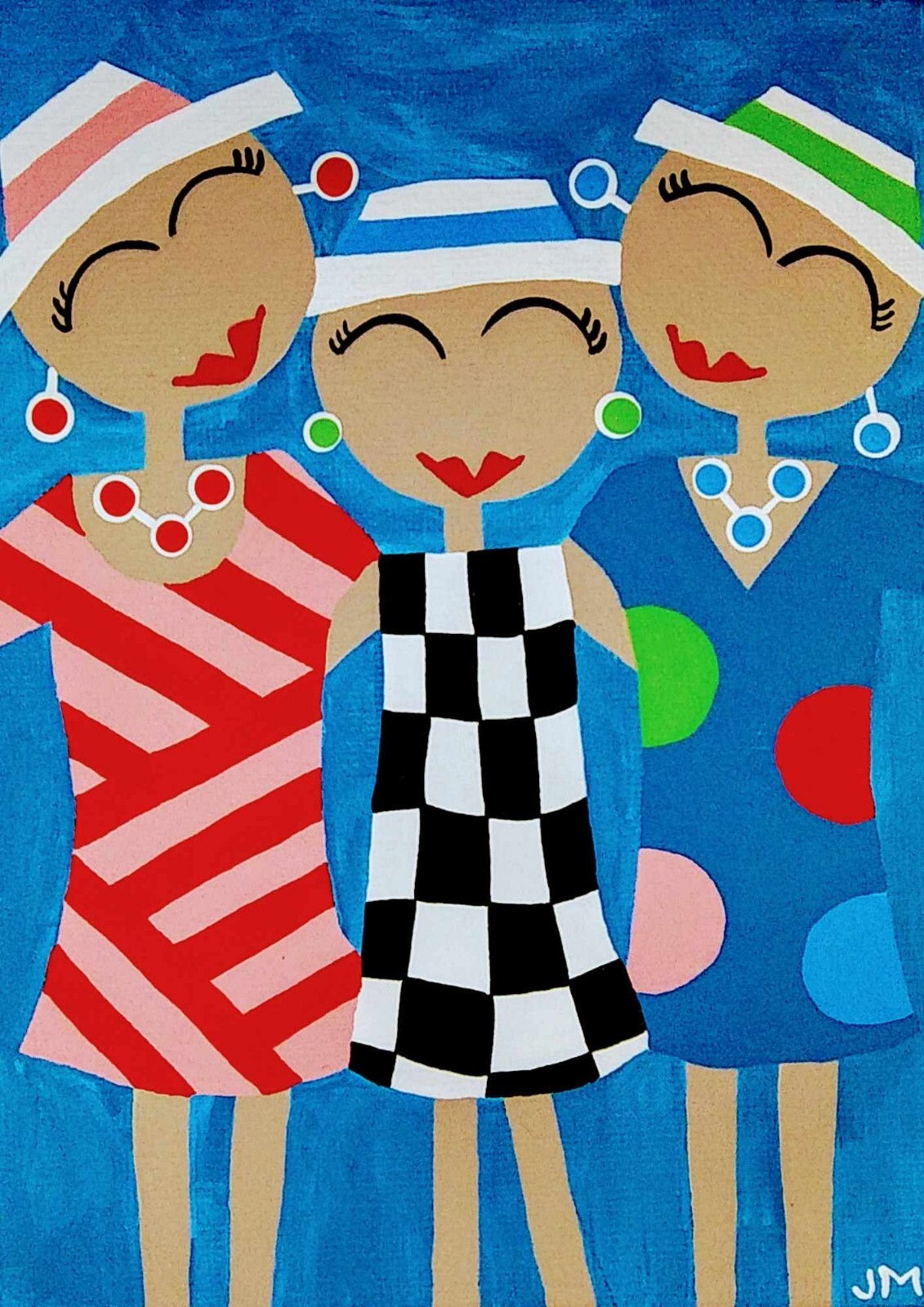 original painting 5×7″ friend mother daughter keepsake gift «Sweet Sisters»