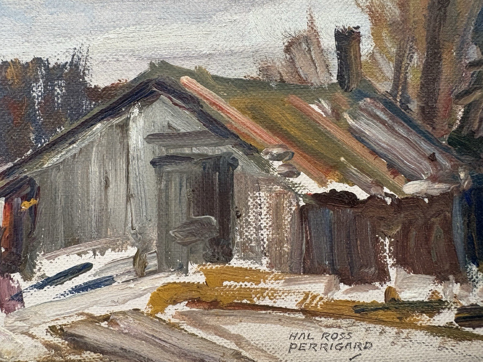 Tableau Hal Ross Perrigard.( 1891-1960 ). Huile sur panneau signée, 7×9 pouces