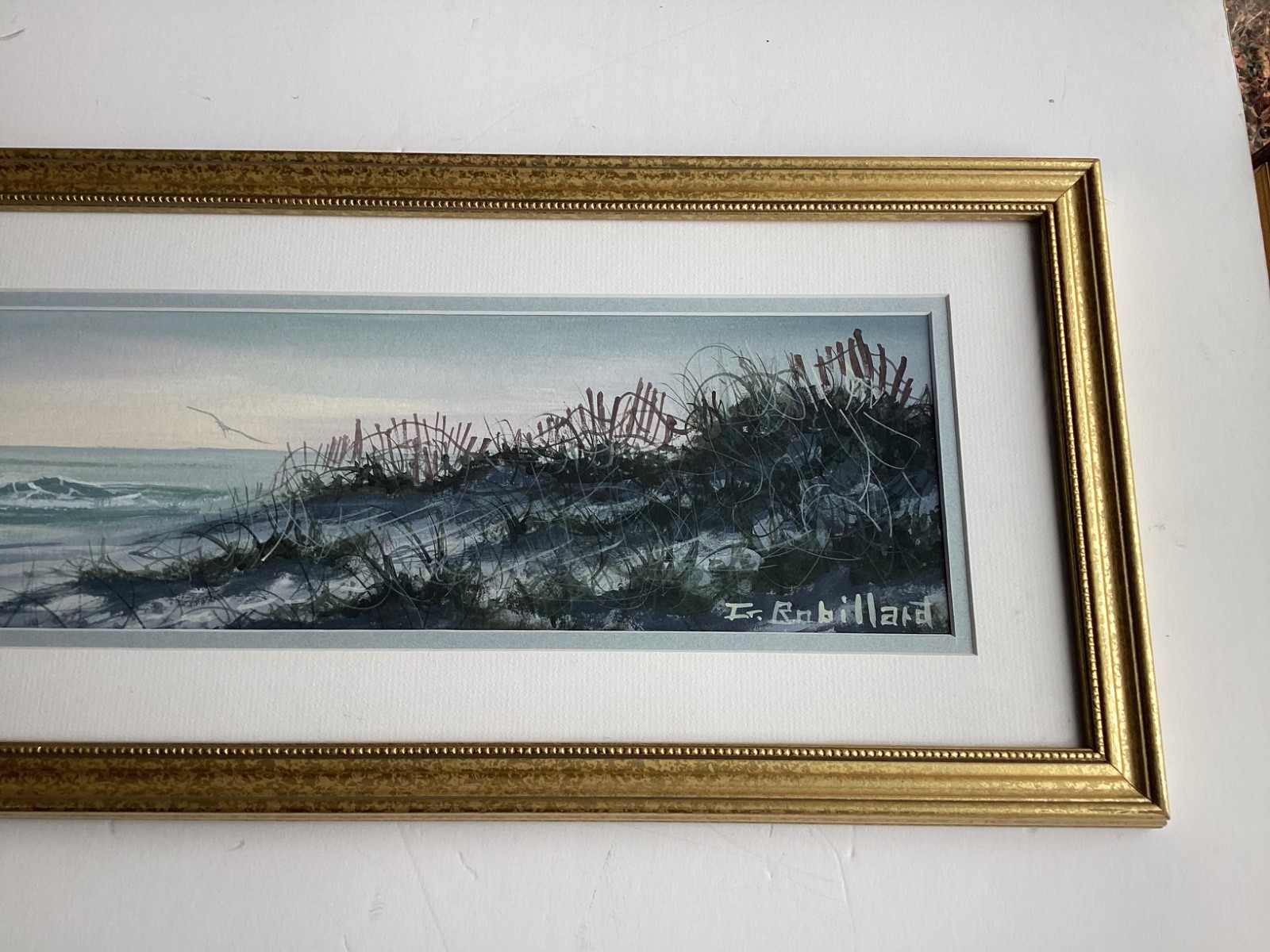 Gerald Robillard Rhode Island Artist Long Ocean View Watercolor