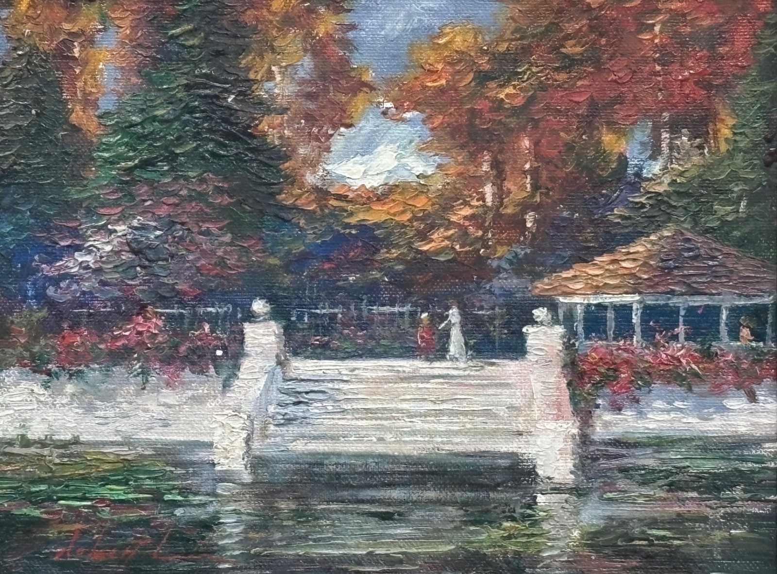 Robert Lui «Summer Reflections» Hand Signed Framed Original Oil Flowers Art New!