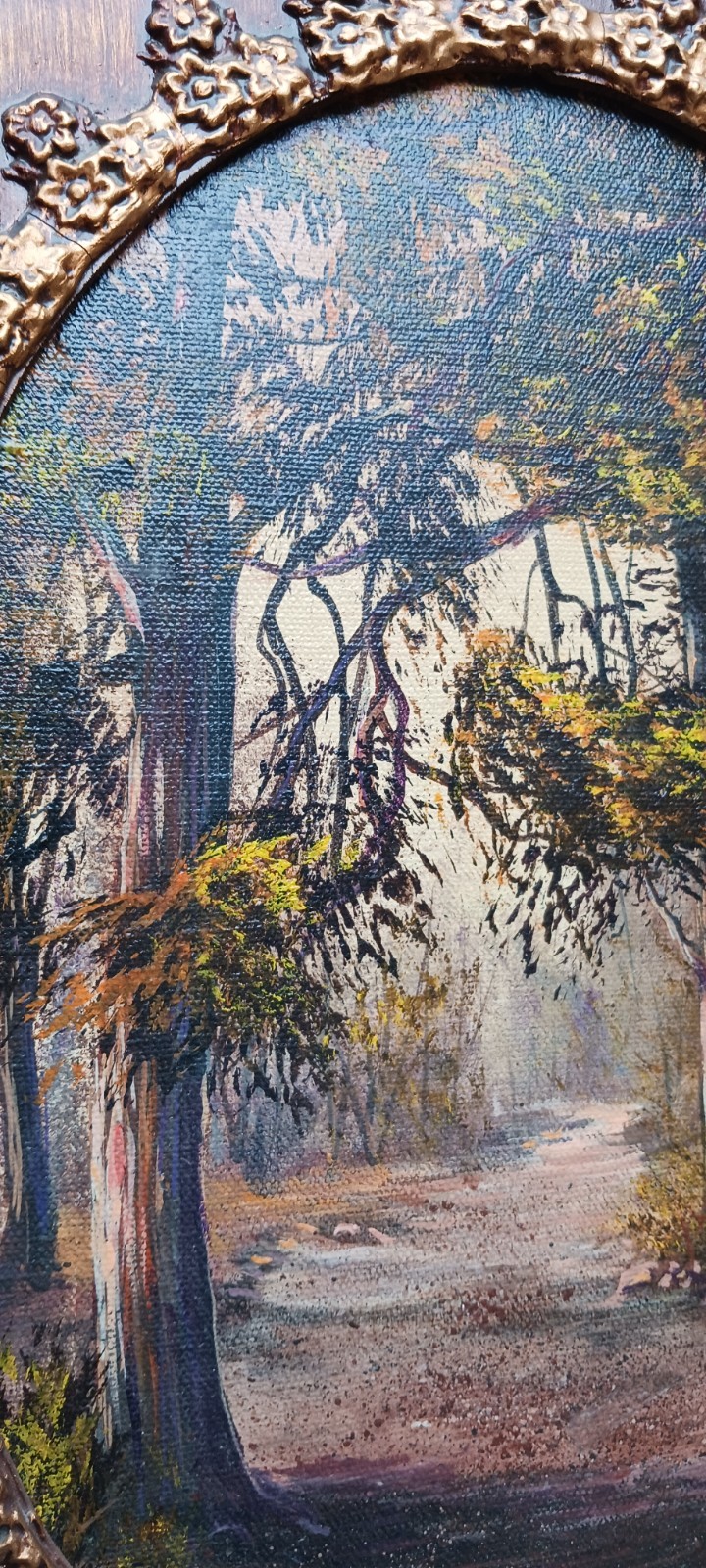 LANDSCAPE OIL ON CANVAS BY RATTSIE REINICK 1983 14×17 FRAME – 9×12 CANVAS