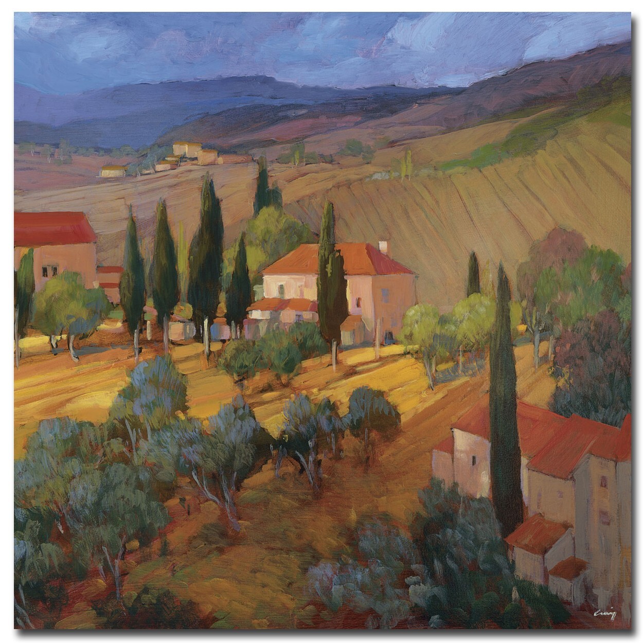 Coral Sunset Tuscany by Craig Gallery-Wrapped Canvas Giclee Art (30 in x 30 in)