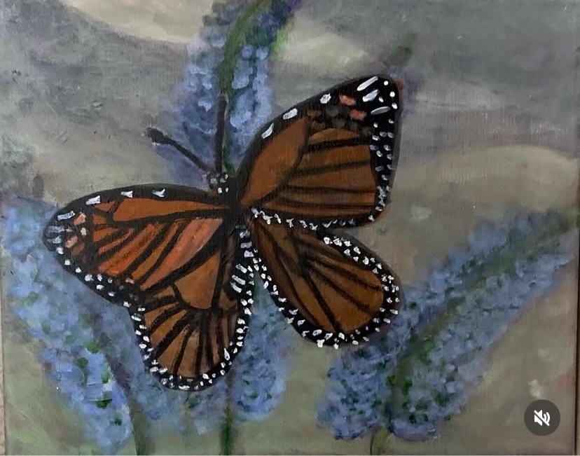 Monarch Butterfly Painting Art Acrylic Small Custom Flower Wall Art Home Decor
