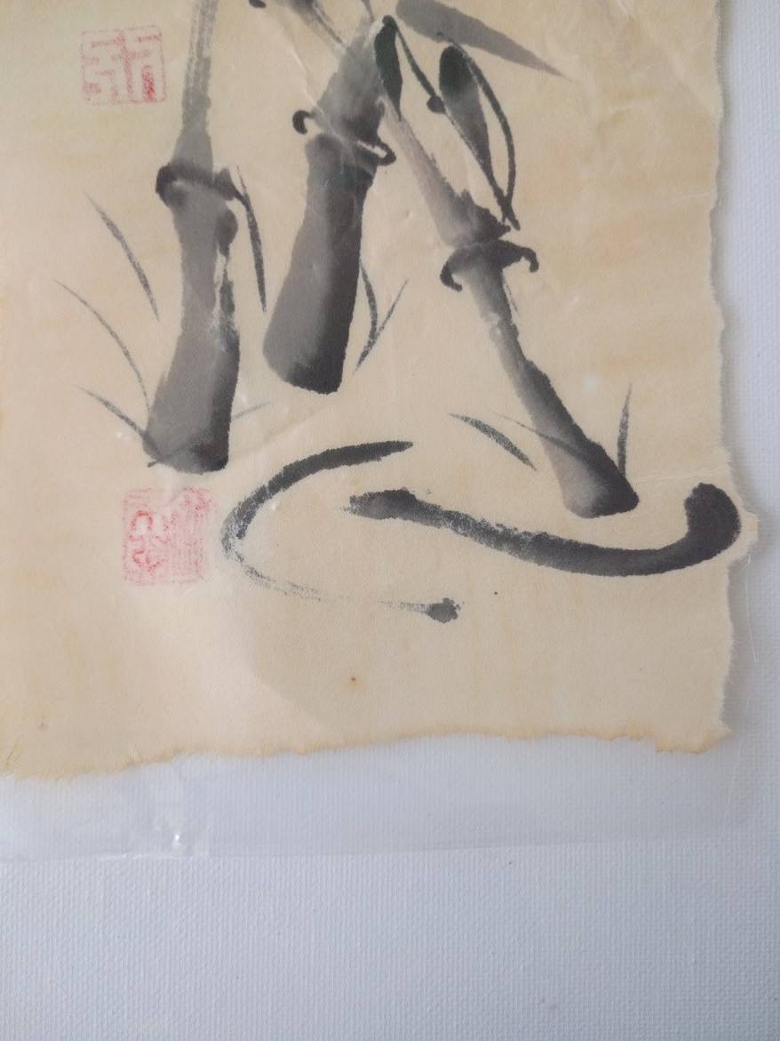 9″x5″ Vintage Chinese Bamboo Painting Ink/Watercolor on Paper READ DESCRIPTION