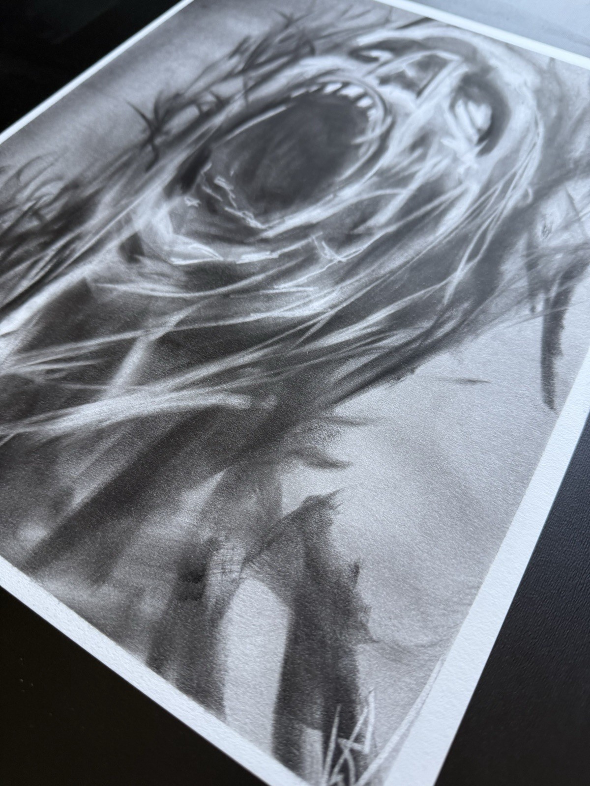 Screaming Ghost Face Pastel Drawing 11×14 Horror Art Original