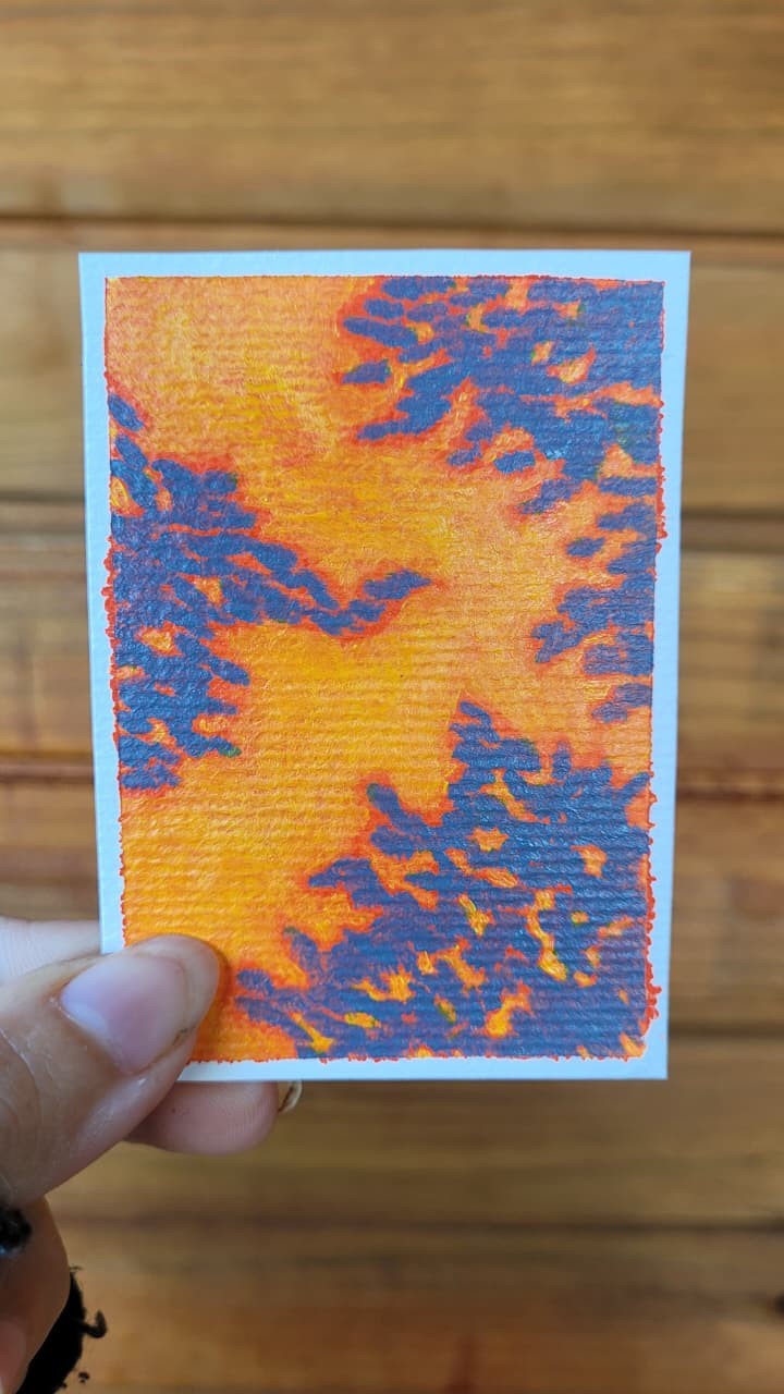 ACEO Original Painting Flower Plants Sunset Shadows «Golden Hour» Set #3 of 5