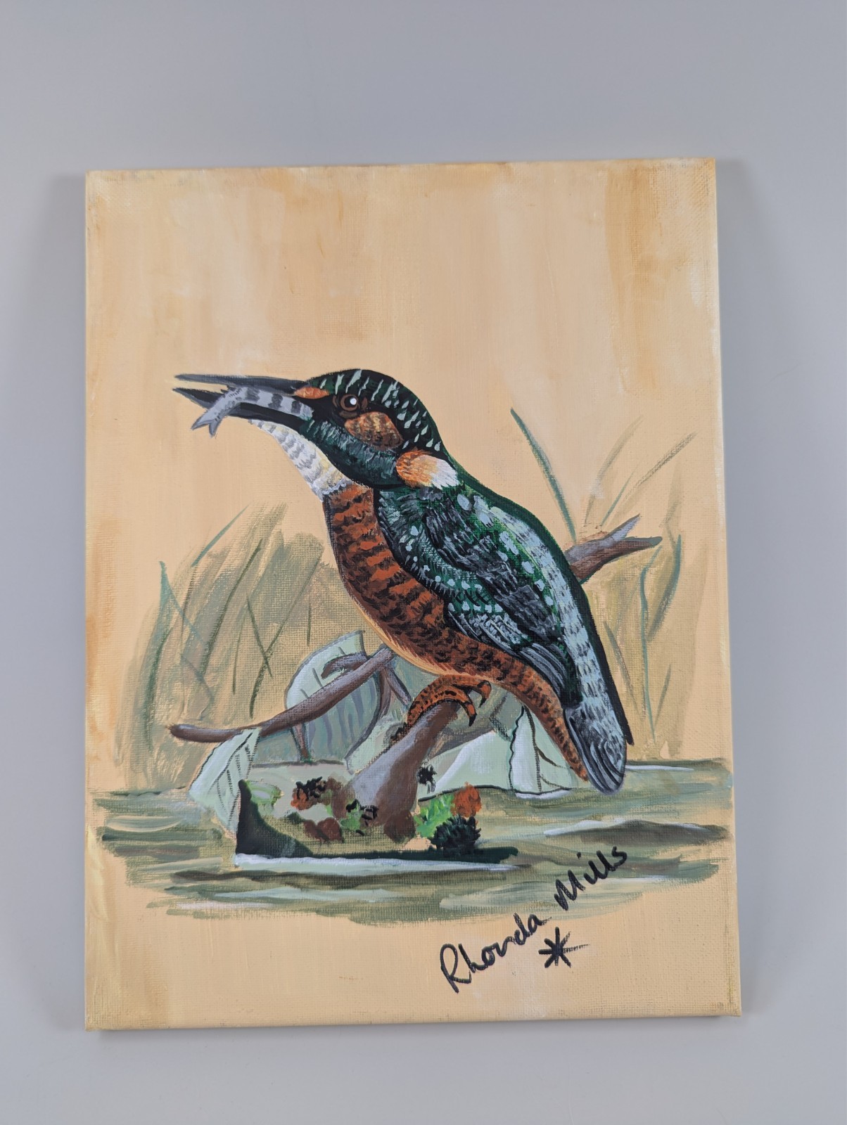Common Kingfisher 9inx12inx0.5in Acrylic Painting