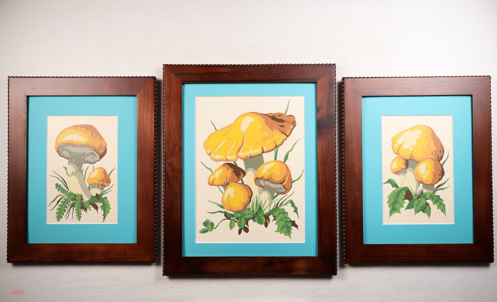 Vintage Paint by Number «Mushroom Fantasy» Set of 3 1970s Craft Master