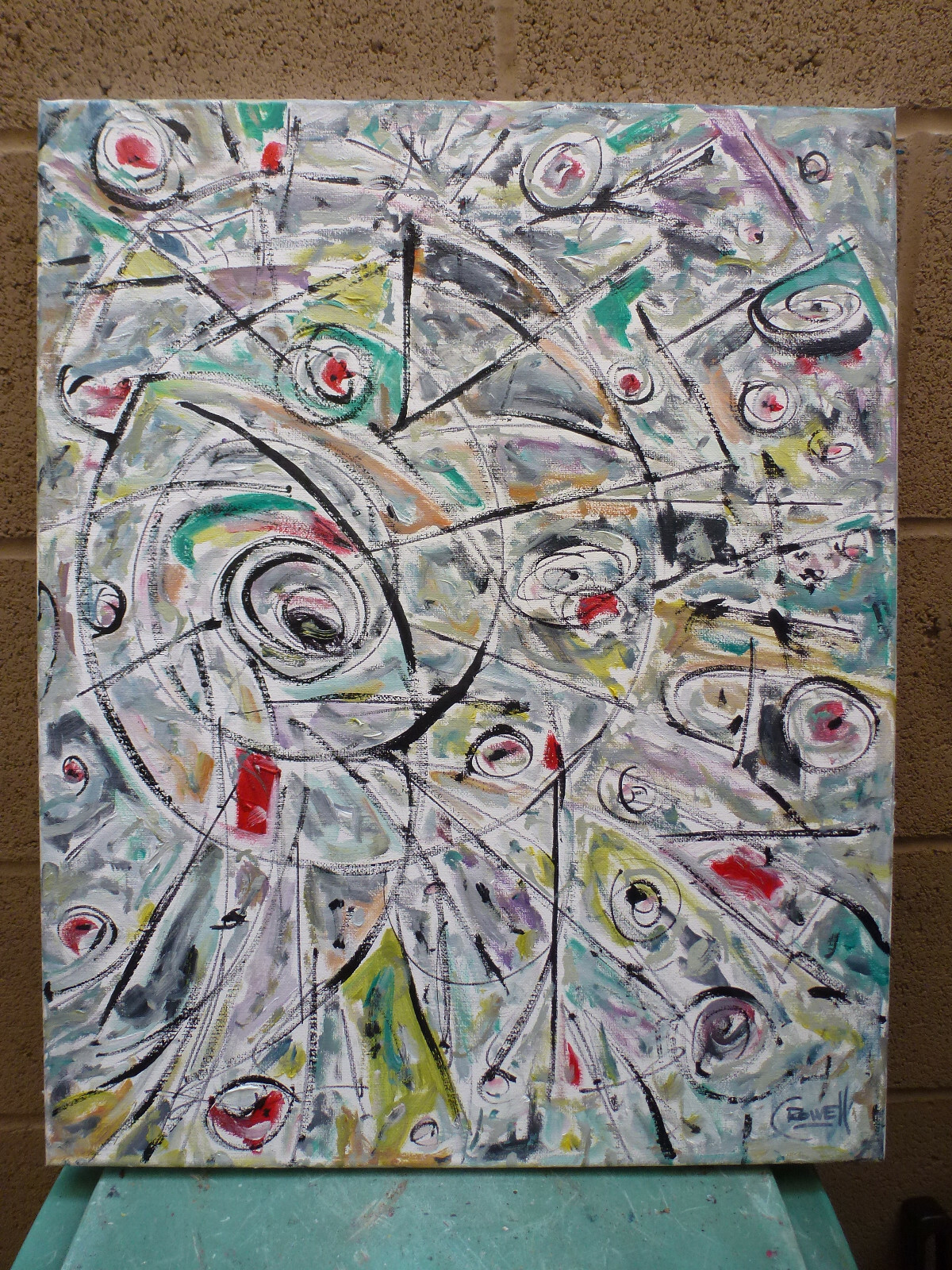 EXCESSIVE ARTISTIC FORCE #01 NEW original abstract 16×20 painting signed Crowell