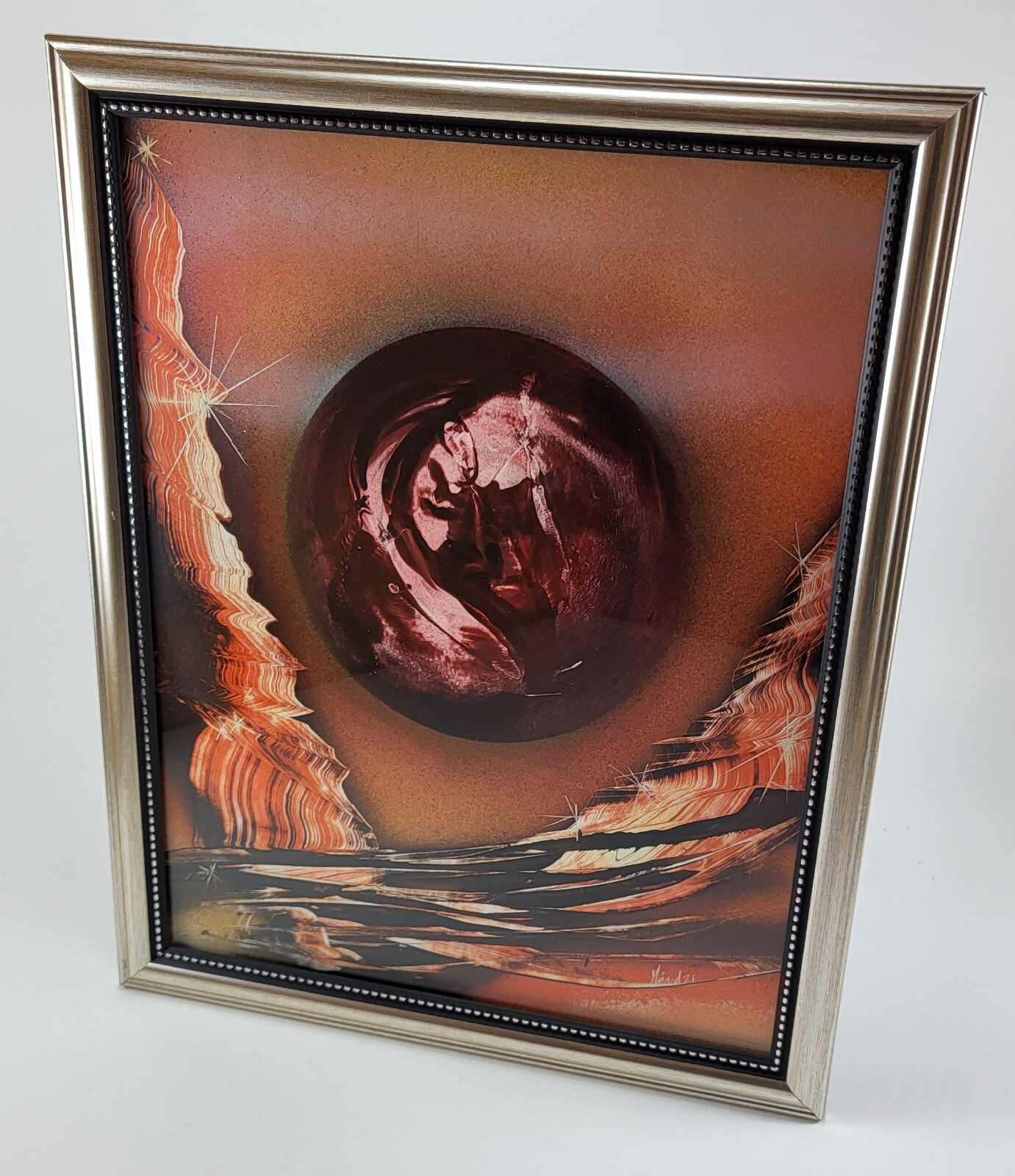 Framed Original Landscape Art in Brown to Orange colors by artist Jason Girard.