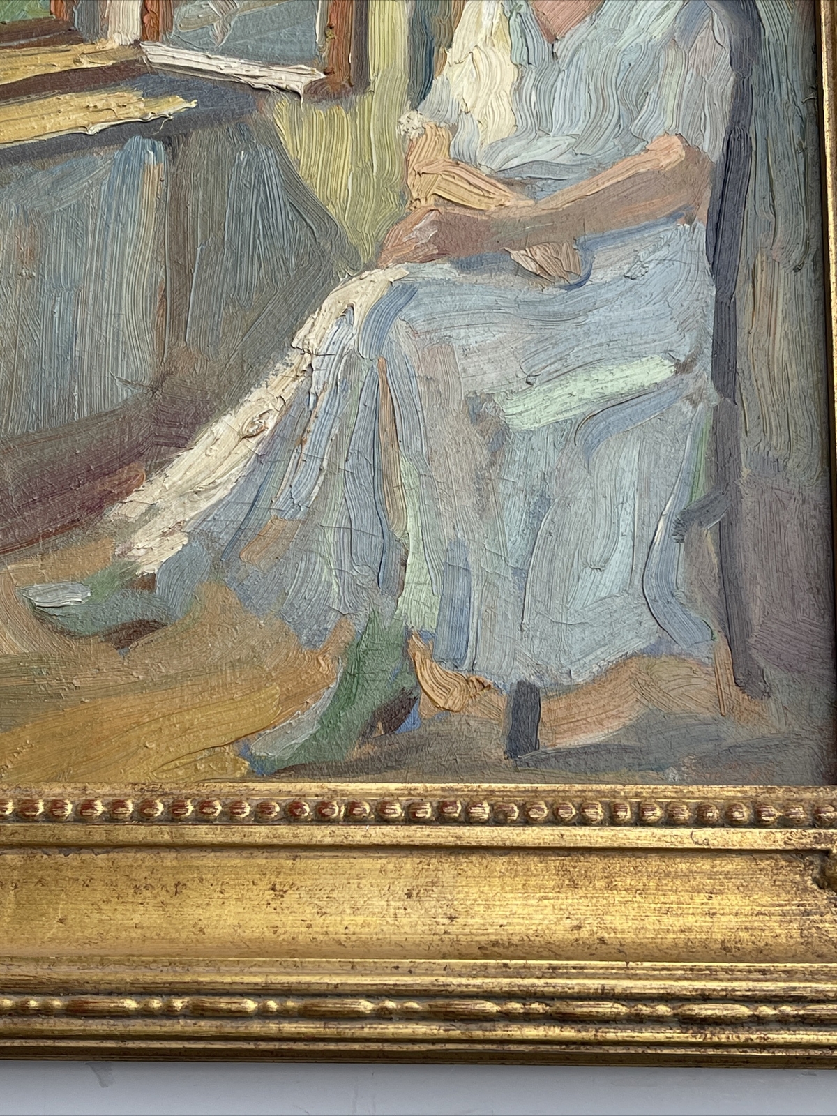 VINTAGE PAINTING PORTRAIT IMPRESSIONISM PRETTY WOMAN FEMALE MODEL MYSTERY OIL