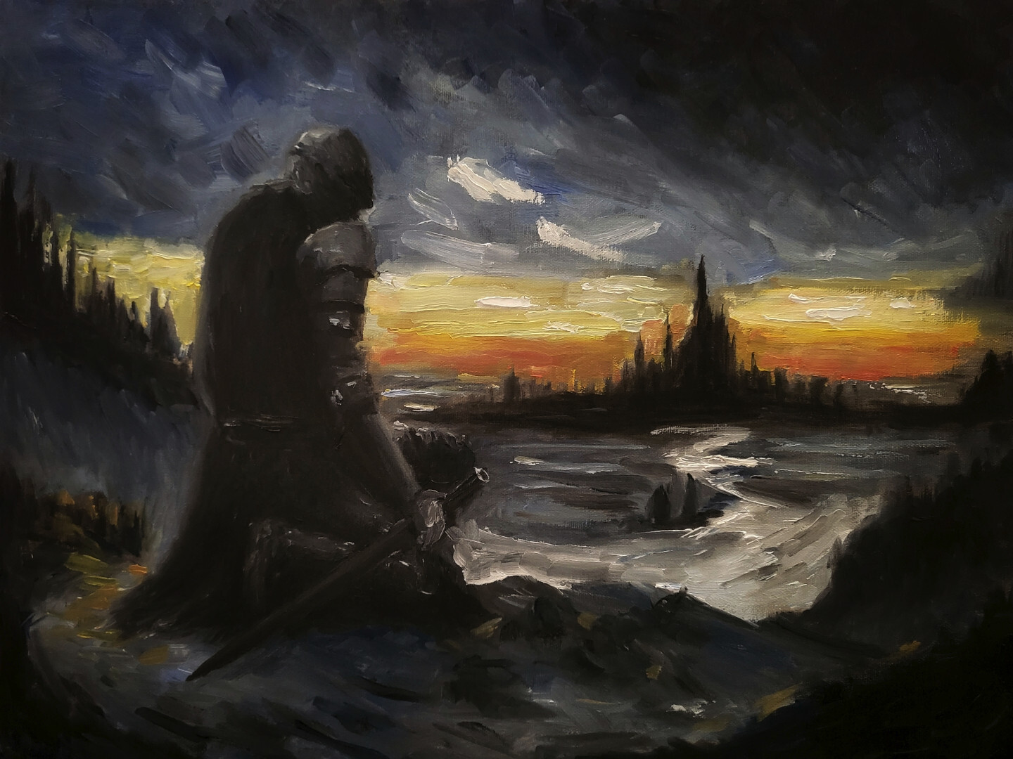 «Tarnished» Elden Ring, Dark Souls inspired oil painting – direct from artist