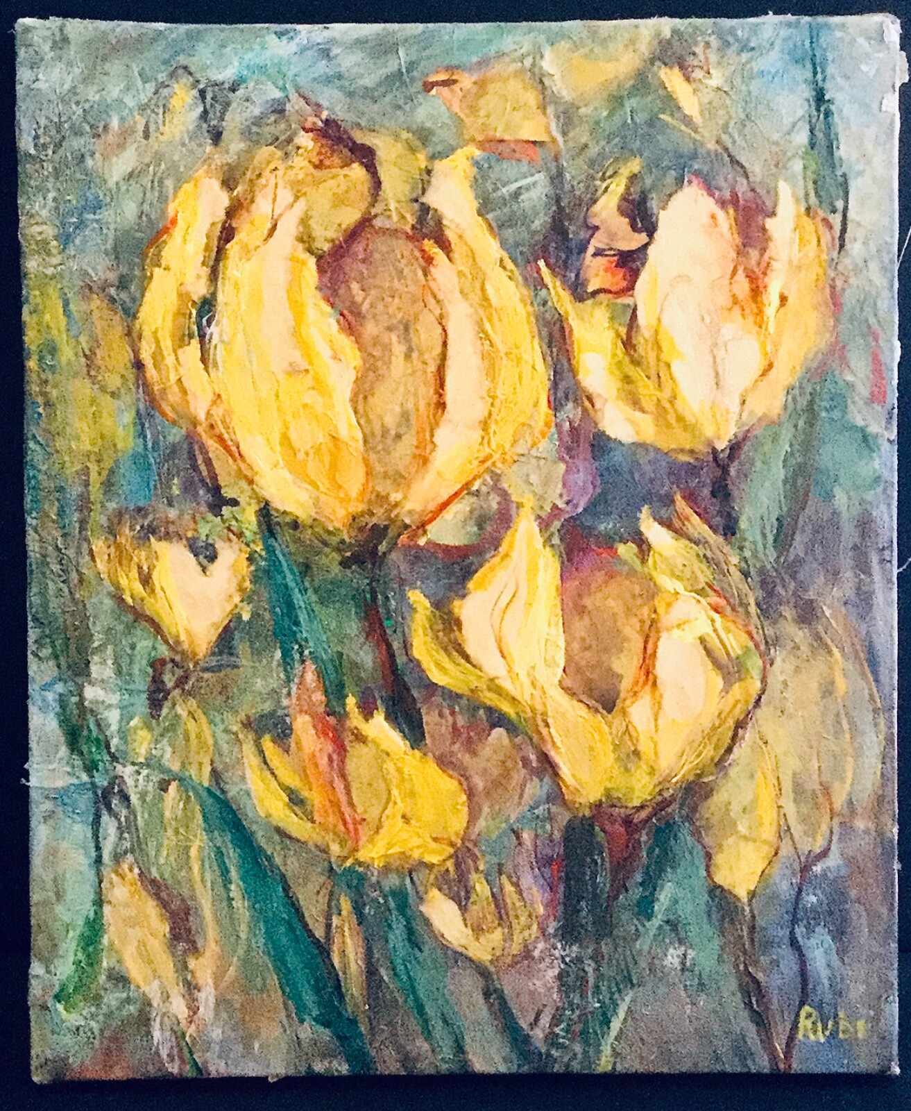 AMERICAN 20TH CENTURY TULIPS PAINTING BY RUBI (ATTRIBUTED TO RUBI ROTH) UNFRAMED