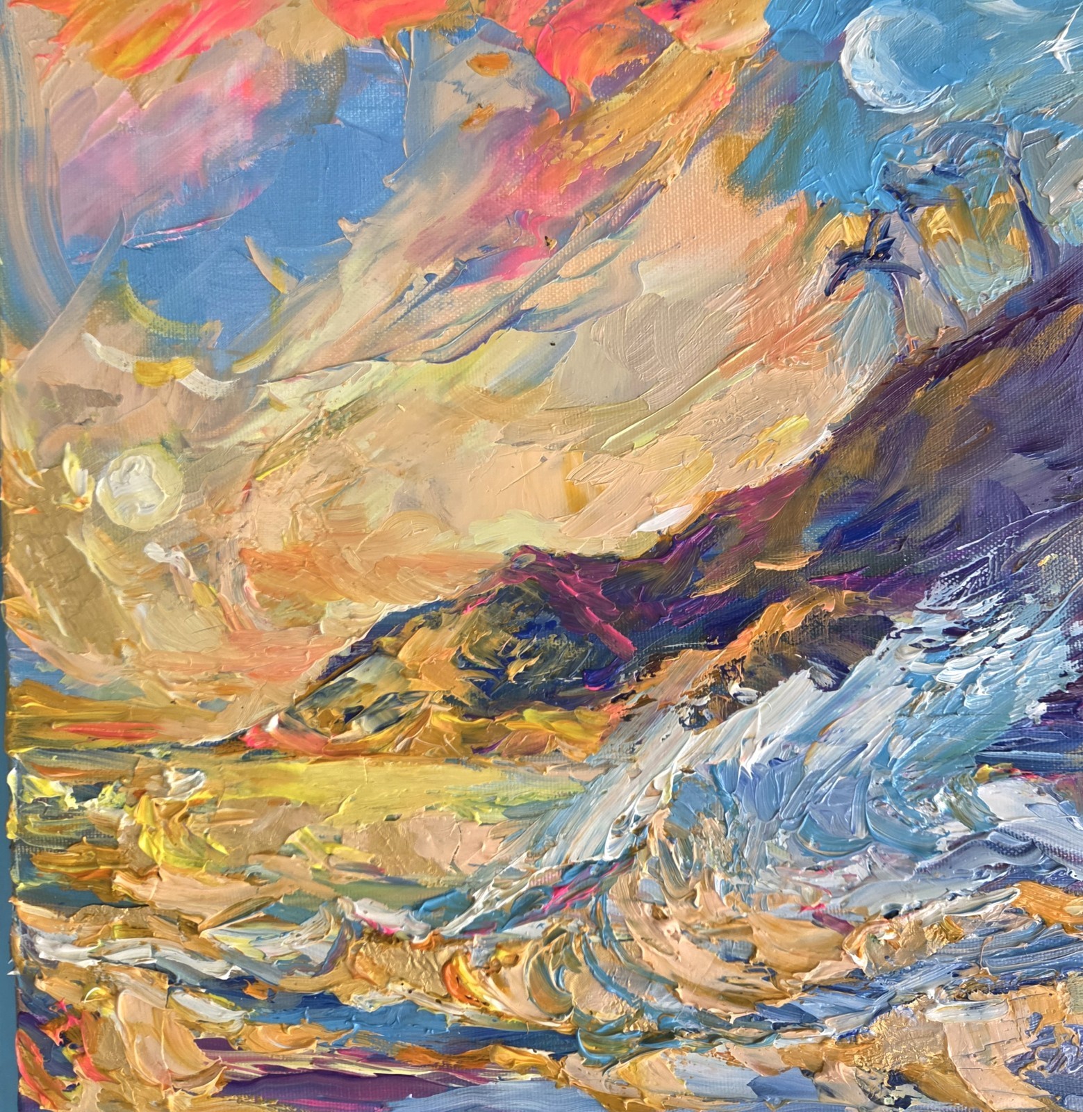 original oil painting on canvas impressionist seascape landscape sky