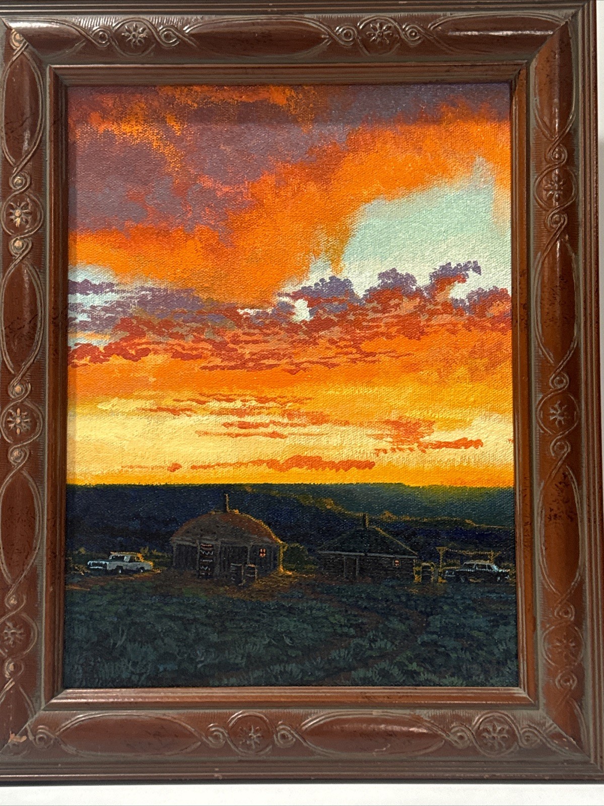 Redwing Nez Painting Sunset Landscape American Native Indian Tribal Listed Small