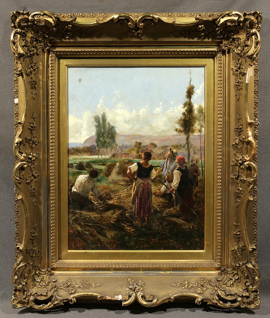 Copy of Late 19th Century French Julien DUPRÉ Oil Painting «Watching a Balloon»