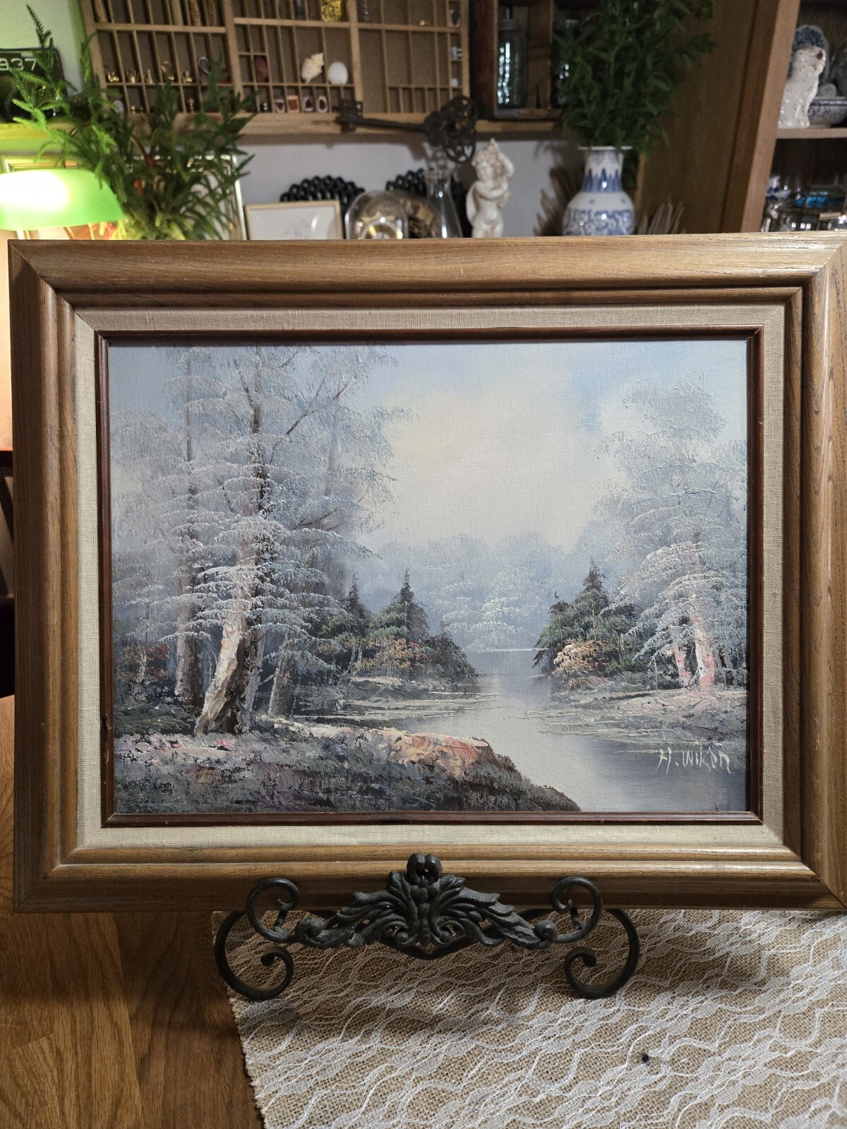 H. Wilson Oil Painting Canvas Signed Framed Landscape 20’x16′ LISTED ARTIST