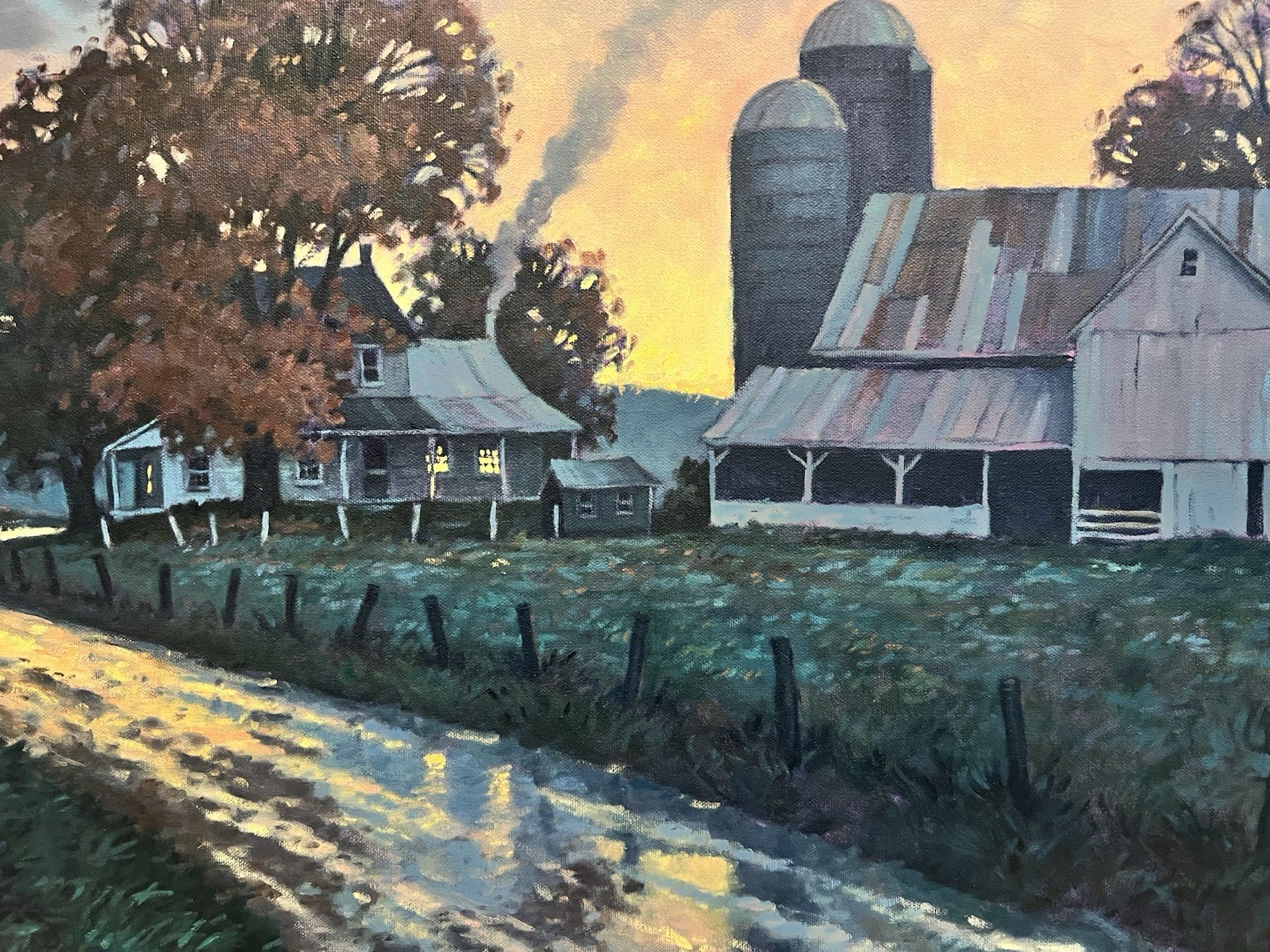 J. Scott Wolf Lancaster County Original Oil Painting Country Sunrise Dusk Framed