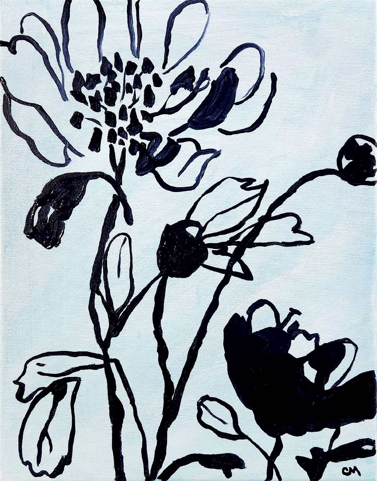 Abstract Expressionist Original Flower Painting 14×11 Canvas