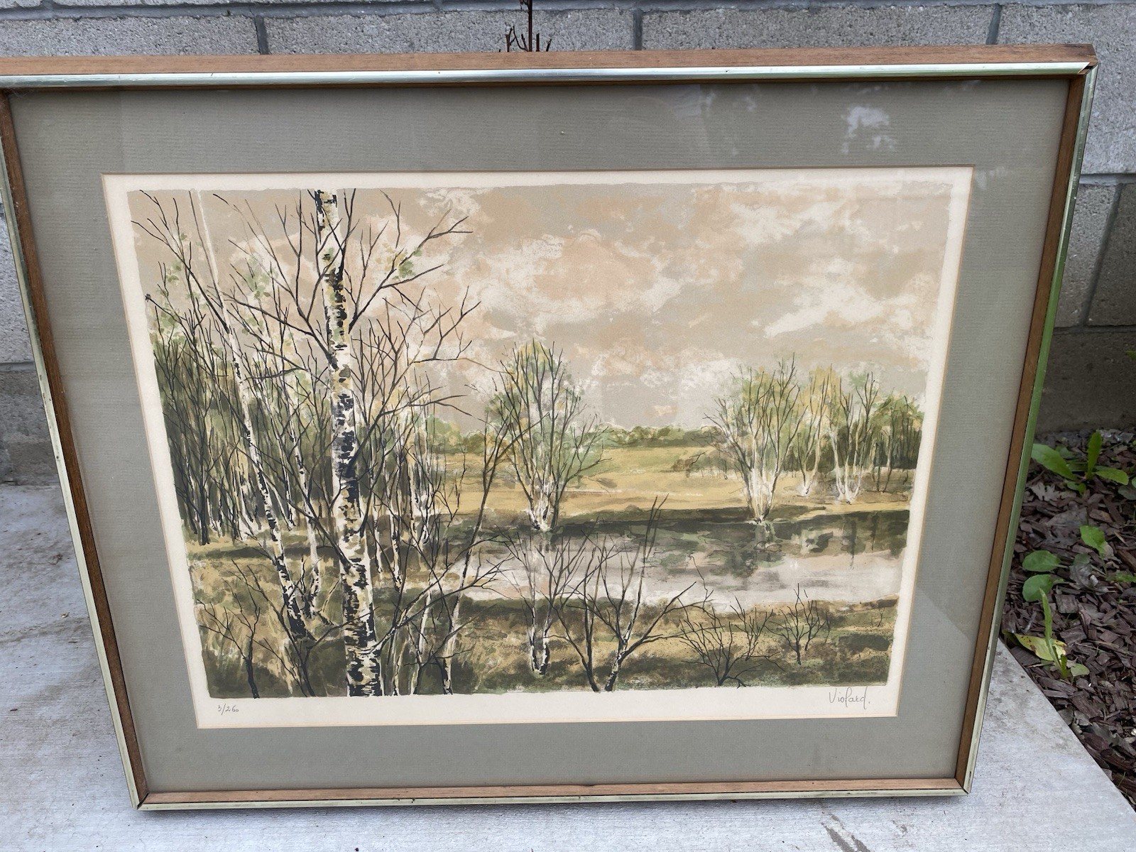 Pierre Violard (1923-90) Signed/Numbered MCM Framed Litho Print “Stormy Marsh”