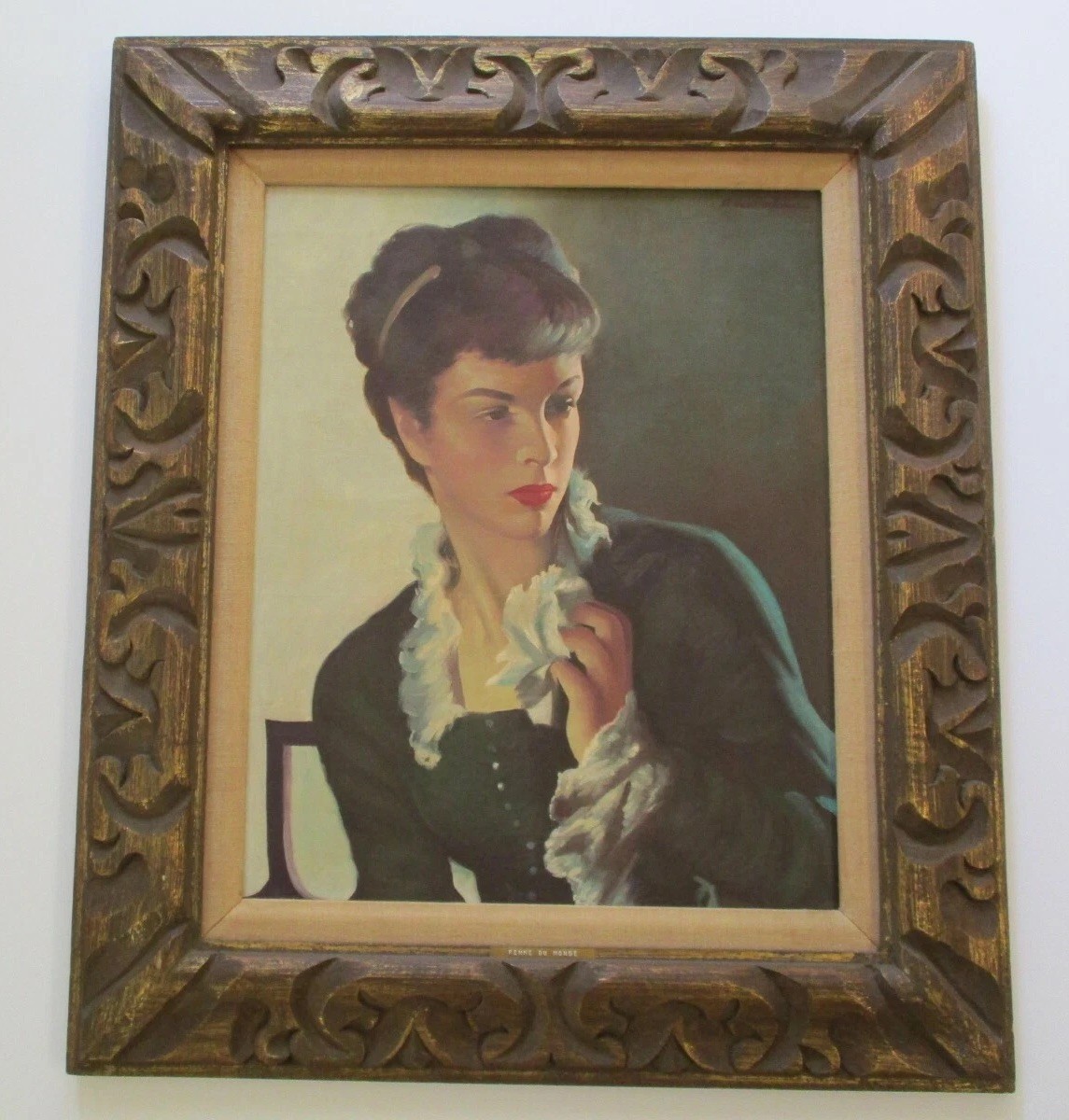 Mid Century Painting Portrait Fashion Pretty Woman Listed American Illustration