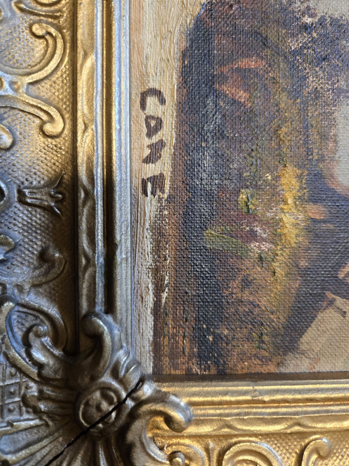 Lanfscape Painting 16in X 20in, Signed By Cane, Anitque Gold Frame